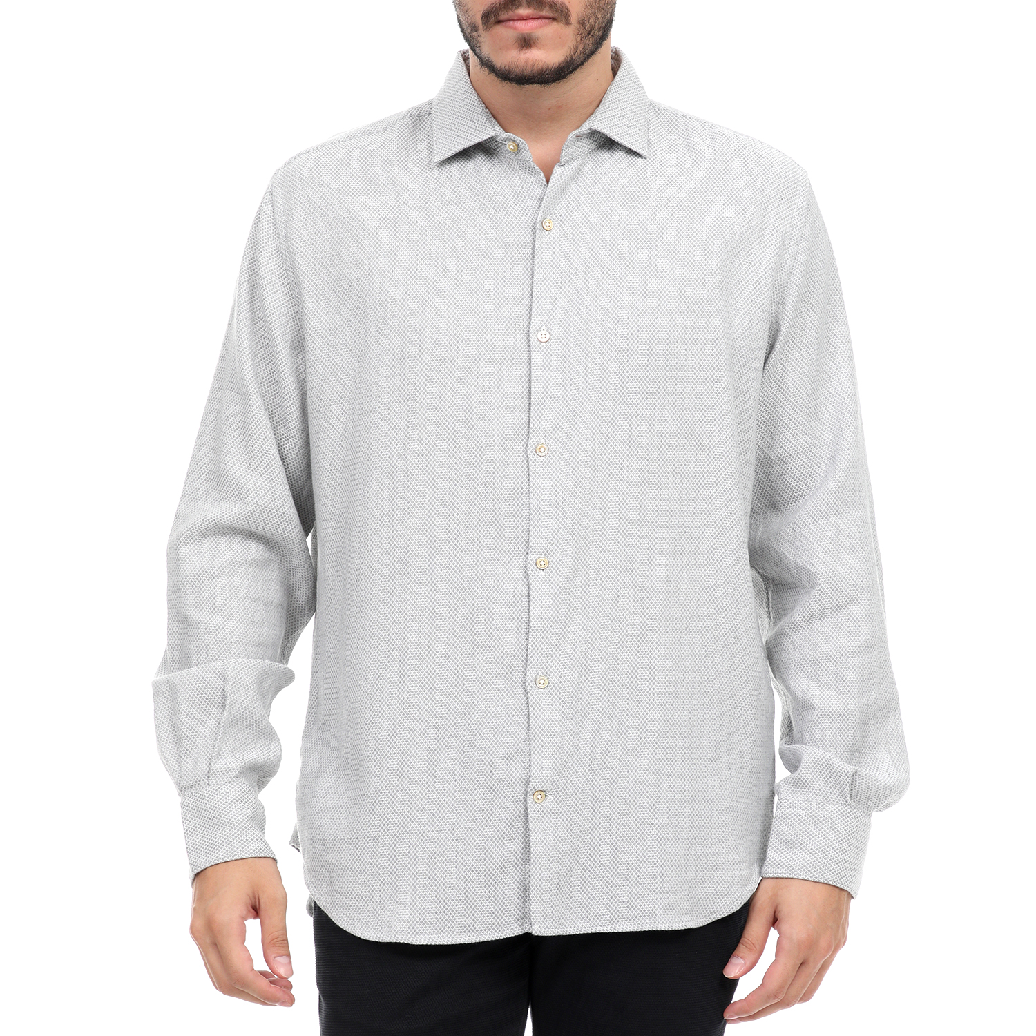 Ανδρικά/Ρούχα/Πουκάμισα/Μακρυμάνικα BROOKSFIELD - Ανδρικό πουκάμισο BROOKSFIELD λευκό γκρι