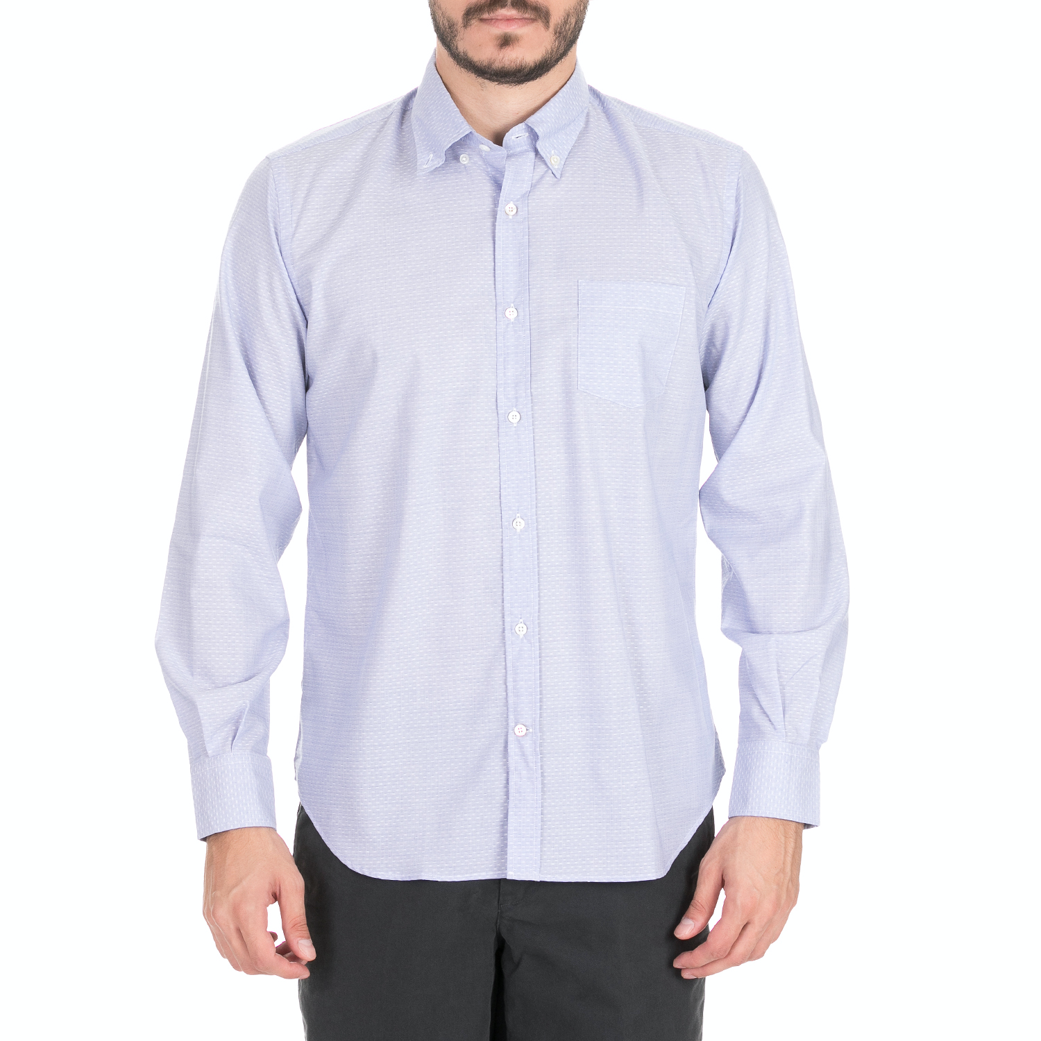 BROOKSFIELD - Ανδρικό πουκάμισο BROOKSFIELD λιλά λευκό Ανδρικά/Ρούχα/Πουκάμισα/Μακρυμάνικα