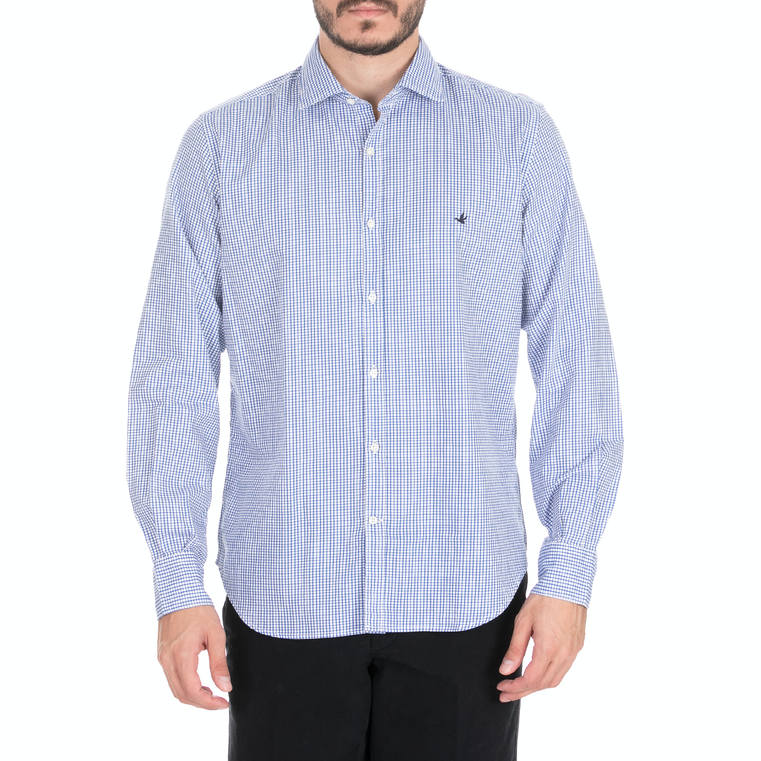 BROOKSFIELD Ανδρικό πουκάμισο BROOKSFIELD μπλε λευκό καρό