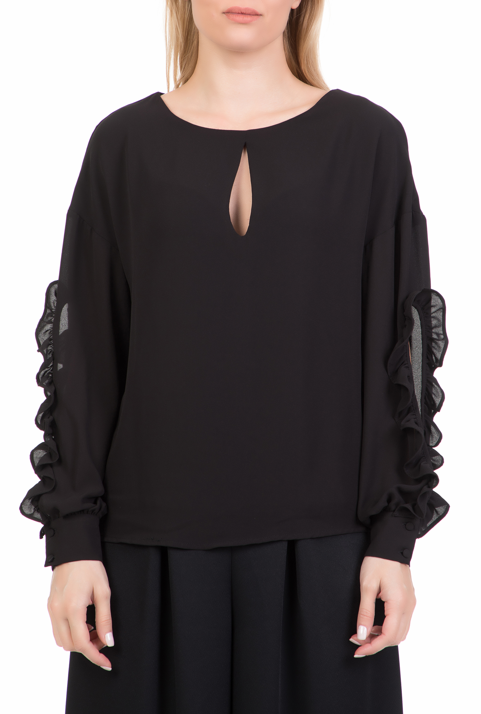 Γυναικεία/Ρούχα/Μπλούζες/Μακρυμάνικες GUESS - Γυναικεία μακρυμάνικη μπλούζα GUESS ADOLFINA μαύρη