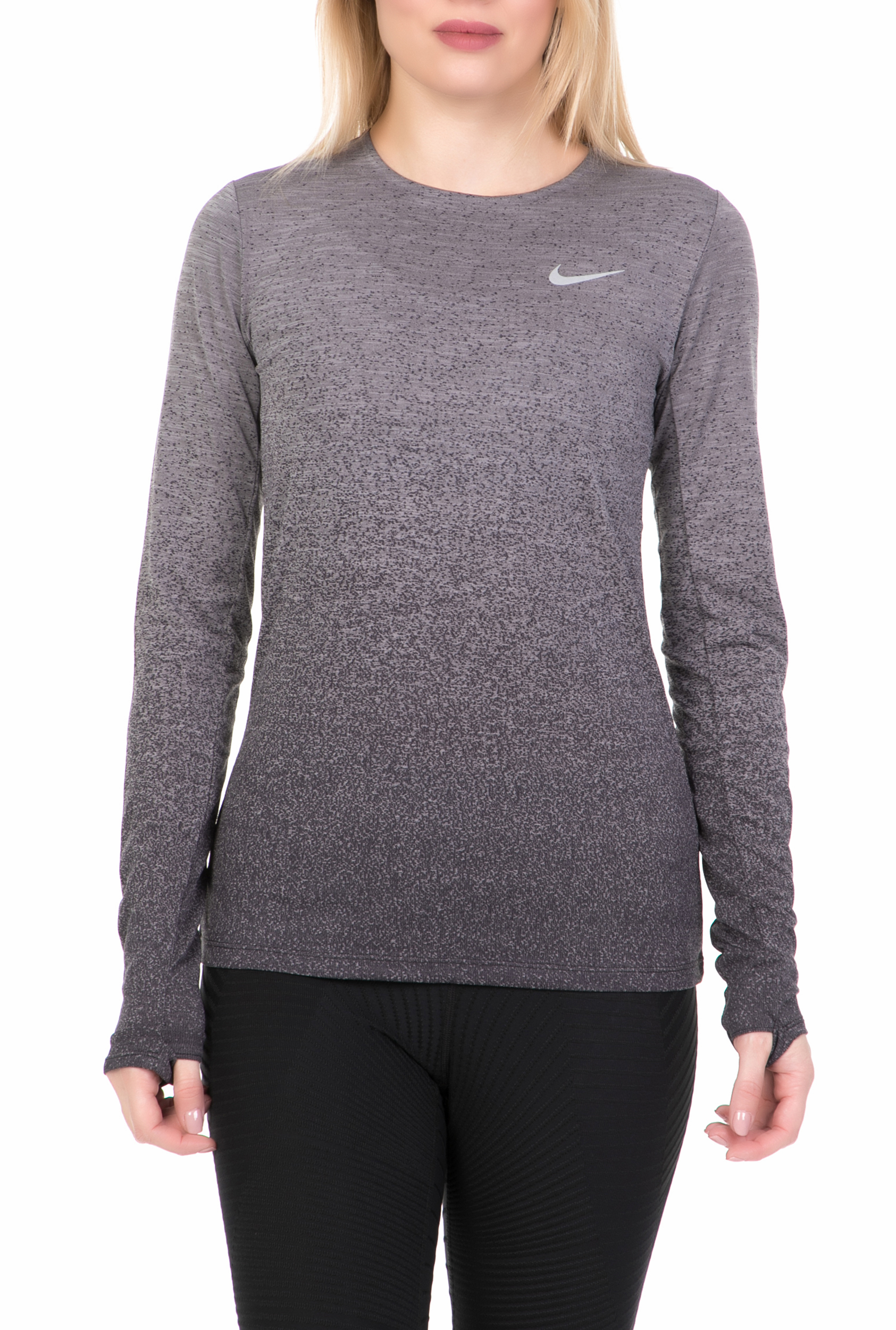 NIKE Γυναικεία μακρυμάνικη μπλούζα για τρέξιμο Nike Medalist γκρι
