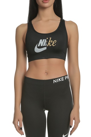 NIKE-Γυναικείο αθλητικό μπουστάκι NIKE SWOOSH MTLC FUTURA BRA μαύρο