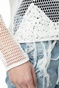 NU-Γυναικεία μακρυμάνικη διχτυωτή μπλούζα NU λευκή