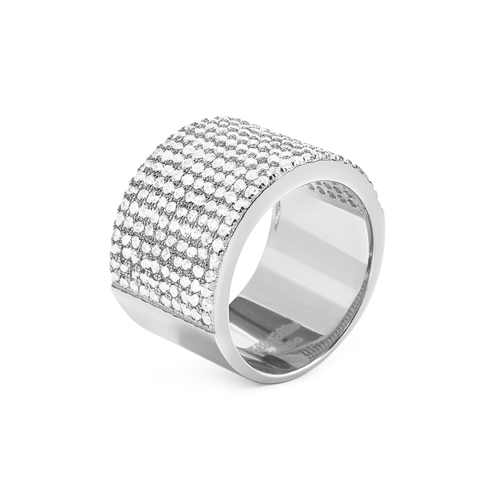 FOLLI FOLLIE - Ασημένιο φαρδύ δαχτυλίδι FOLLI FOLLIE Γυναικεία/Αξεσουάρ/Κοσμήματα/Δαχτυλίδια