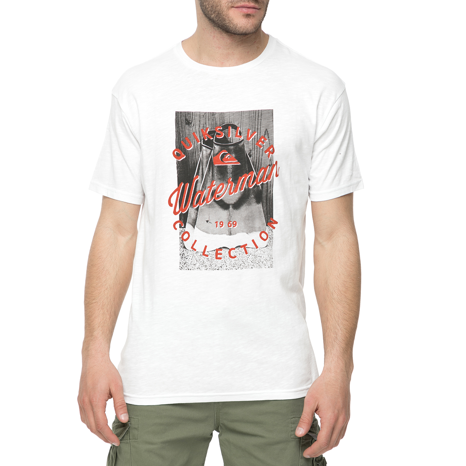 QUIKSILVER - Ανδρικό t-shirt με στάμπα QUIKSILVER DAWATER λευκή