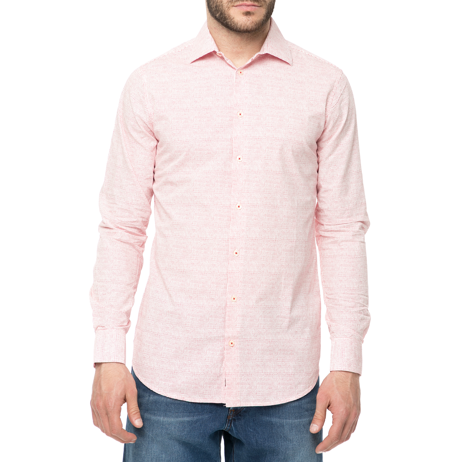 FUNKY BUDDHA - Ανδρικό πουκάμισο FUNKY BUDDHA ροζ