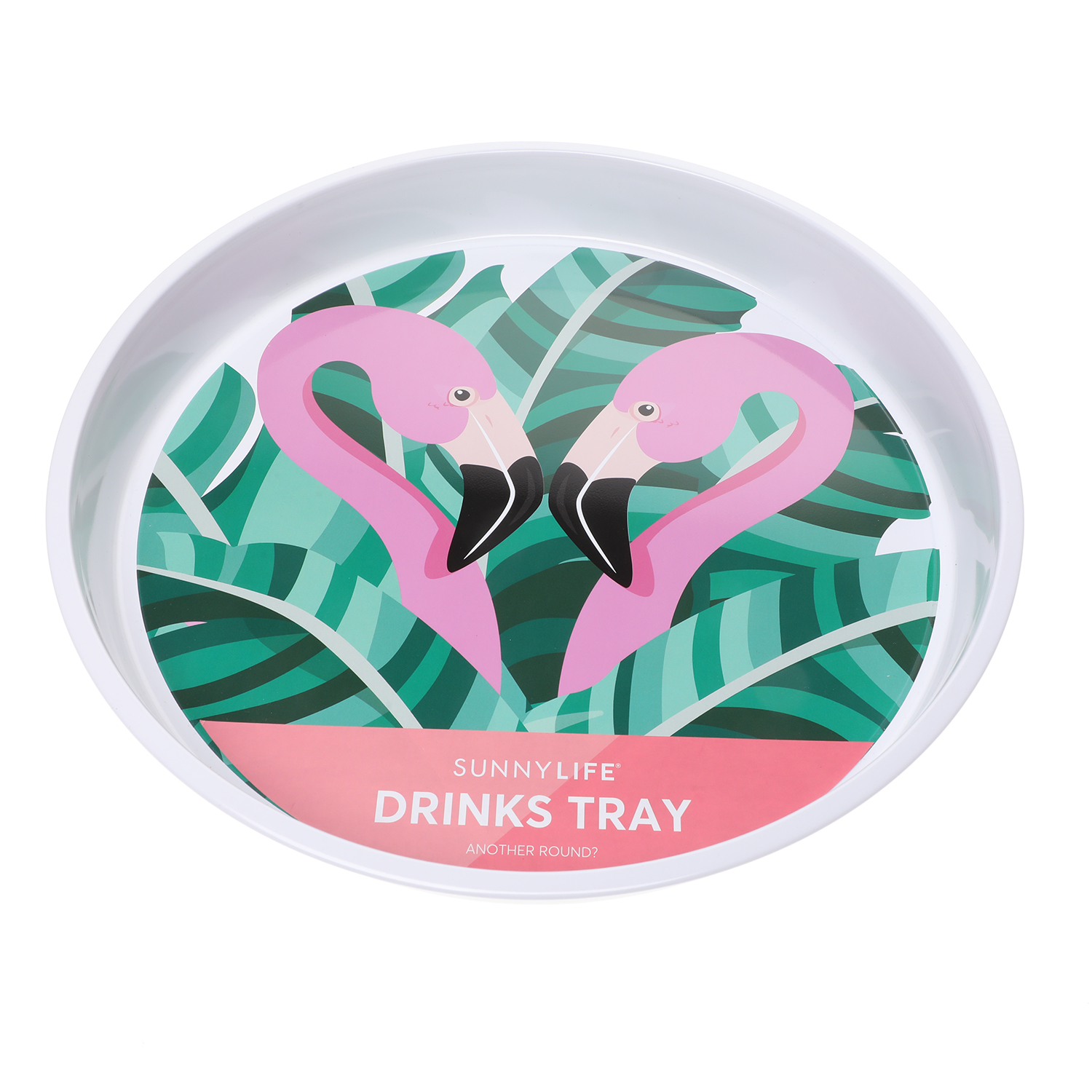 SUNNYLIFE Δίσκος σερβιρίσματος από μέταλλο SUNNYLIFE Drinks Tray Tropical λευκός ροζ (33 x 5ε