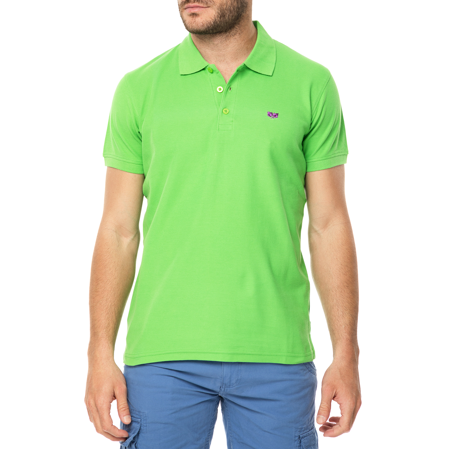 Ανδρικά/Ρούχα/Μπλούζες/Πόλο GREENWOOD - Ανδρική πόλο μπλούζα GREENWOOD ανοιχτό πράσινο