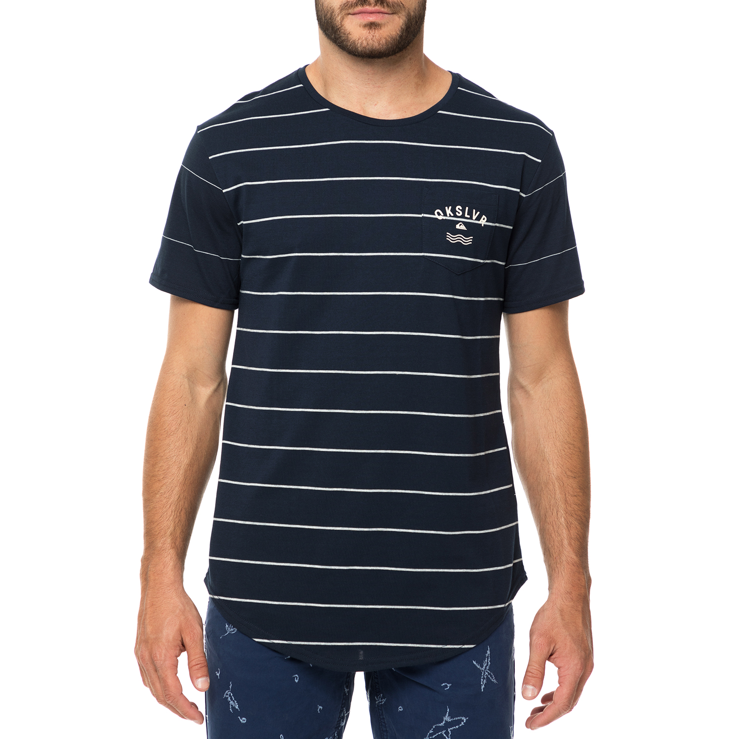 QUIKSILVER - Ανδρική κοντομάνικη μπλούζα QUIKSILVER CAPERROCKS μπλε με ρίγες