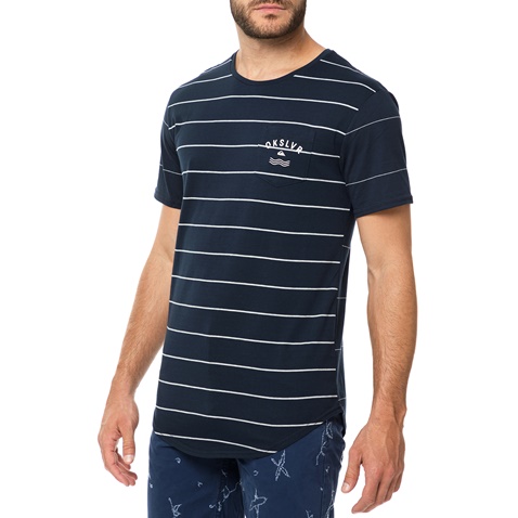 QUIKSILVER-Ανδρική κοντομάνικη μπλούζα QUIKSILVER CAPERROCKS μπλε με ρίγες
