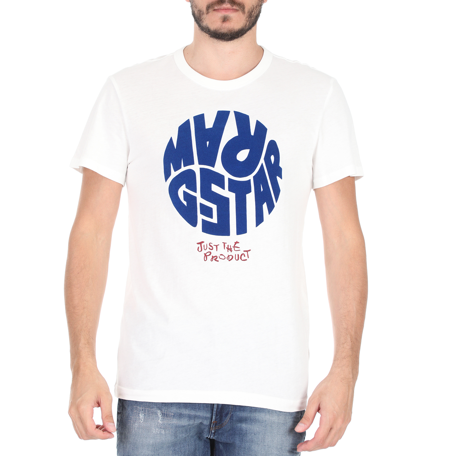 G-STAR RAW Ανδρικό t-shirt G-STAR RAW GRAPHIC 6 R T S\S λευκό μπλε