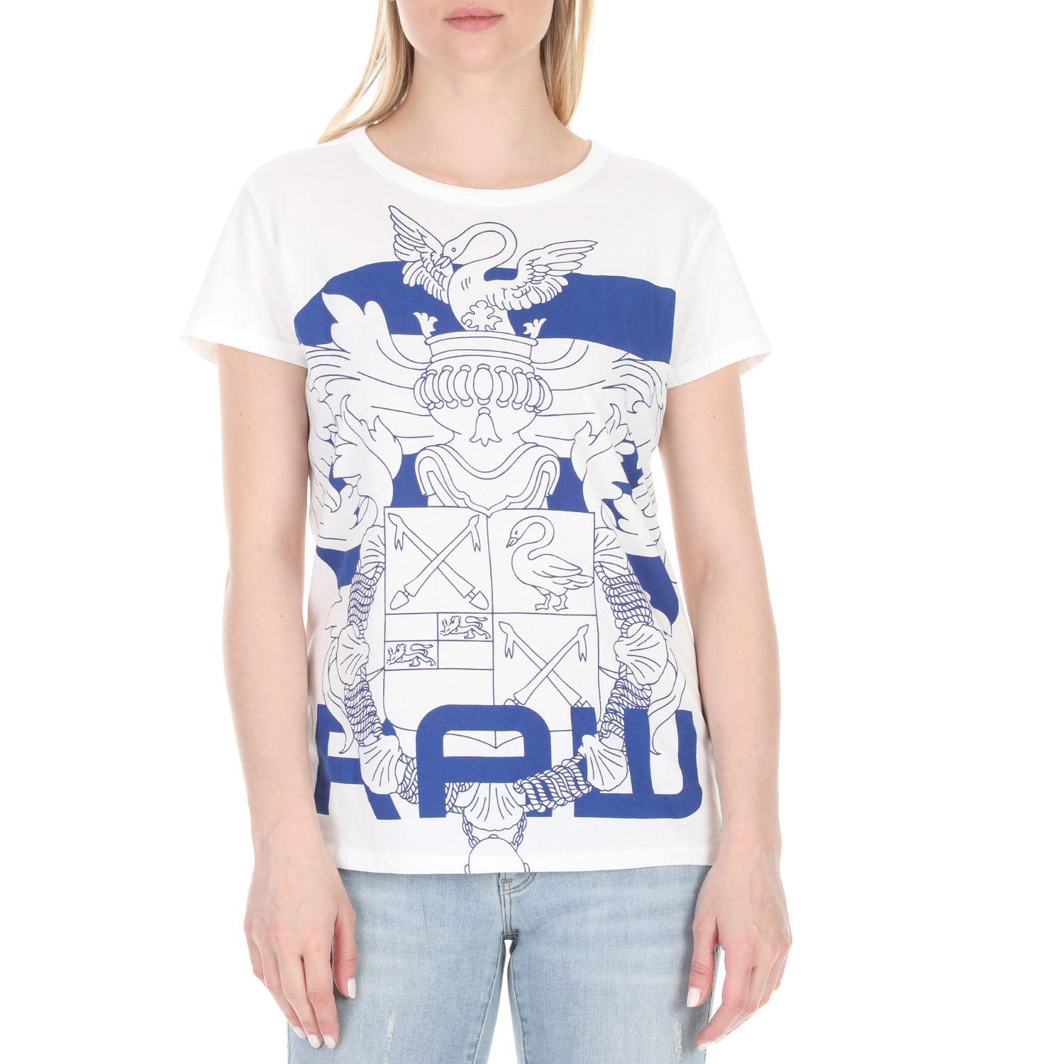 Γυναικεία/Ρούχα/Μπλούζες/Κοντομάνικες G-STAR RAW - Γυναικείο t-shirt G-STAR RAW λευκό μπλε