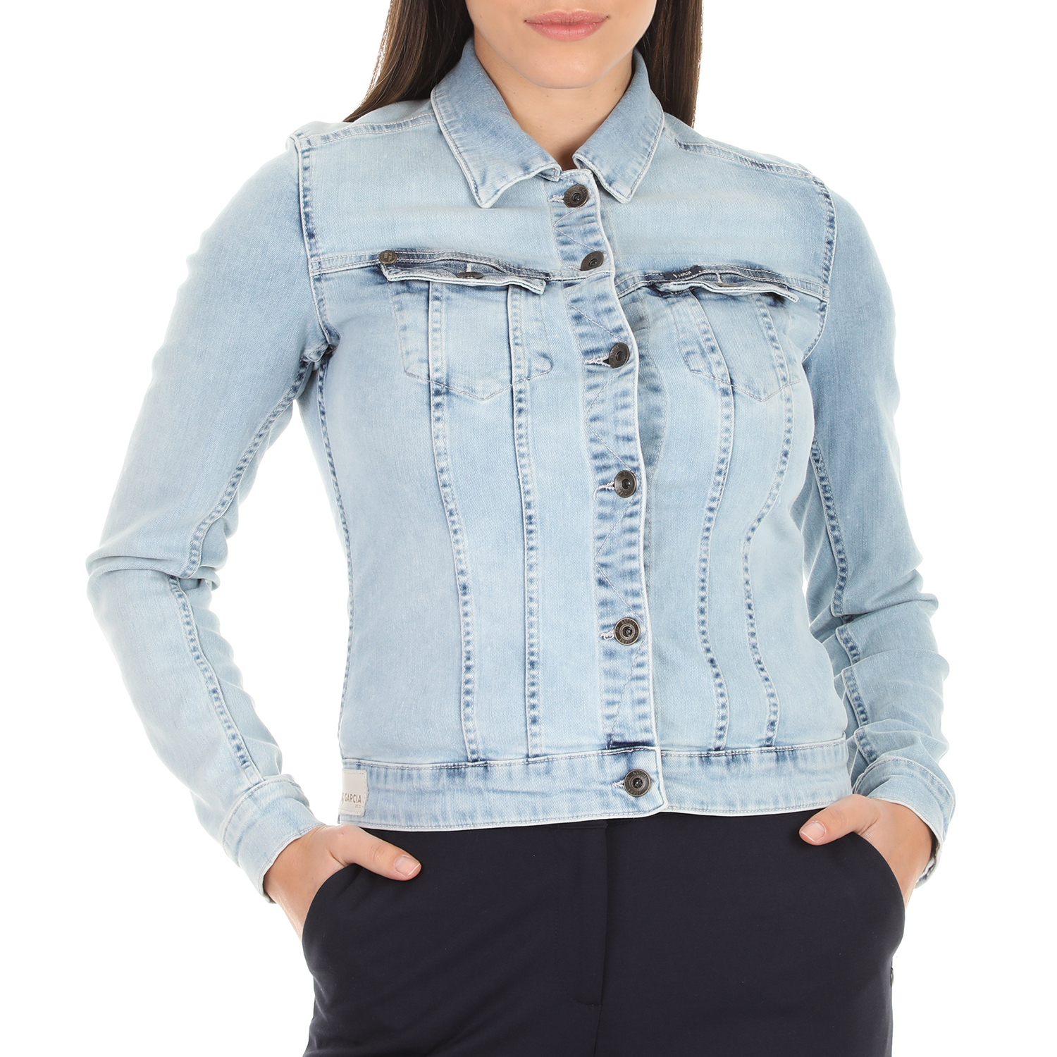 Γυναικεία/Ρούχα/Πανωφόρια/Τζάκετς GARCIA JEANS - Γυναικείο jean jacket GARCIA JEANS μπλε