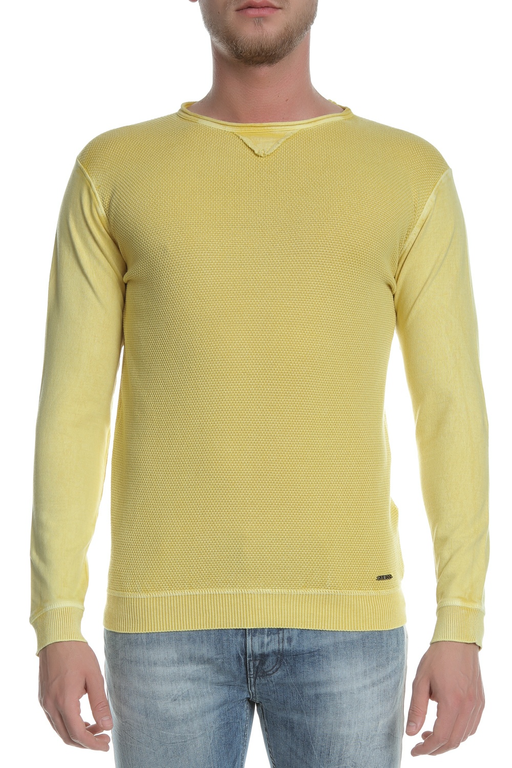Ανδρικά/Ρούχα/Μπλούζες/Μακρυμάνικες GUESS - Ανδρική μακρυμάνικη μπλούζα LIONS GUESS κίτρινη