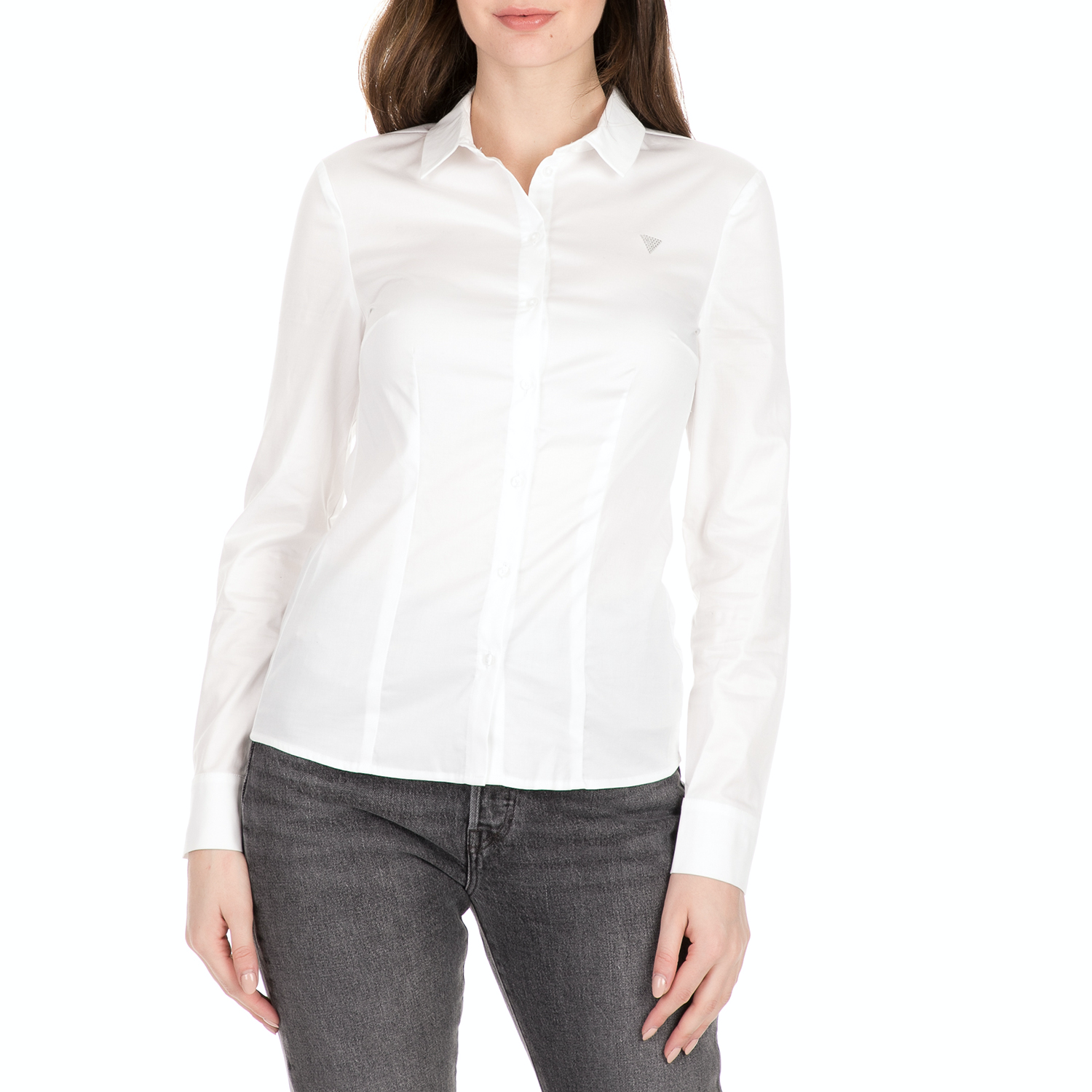 Γυναικεία/Ρούχα/Πουκάμισα/Μακρυμάνικα GUESS - Γυναικείο πουκάμισο GUESS CATE λευκό
