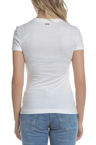 GUESS-Γυναικεία κοντομάνικη μπλούζα SOUVENIR GUESS λευκή με τύπωμα