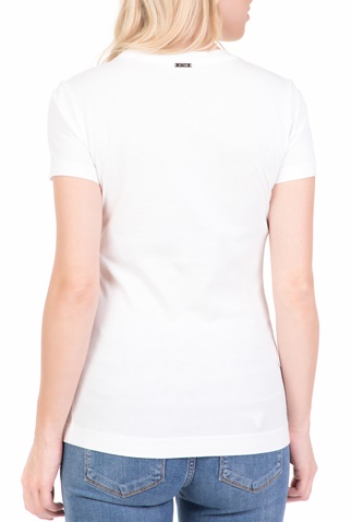 GUESS-Γυναικεία κοντομάνικη μπλούζα SOUVENIR GUESS λευκή με τύπωμα