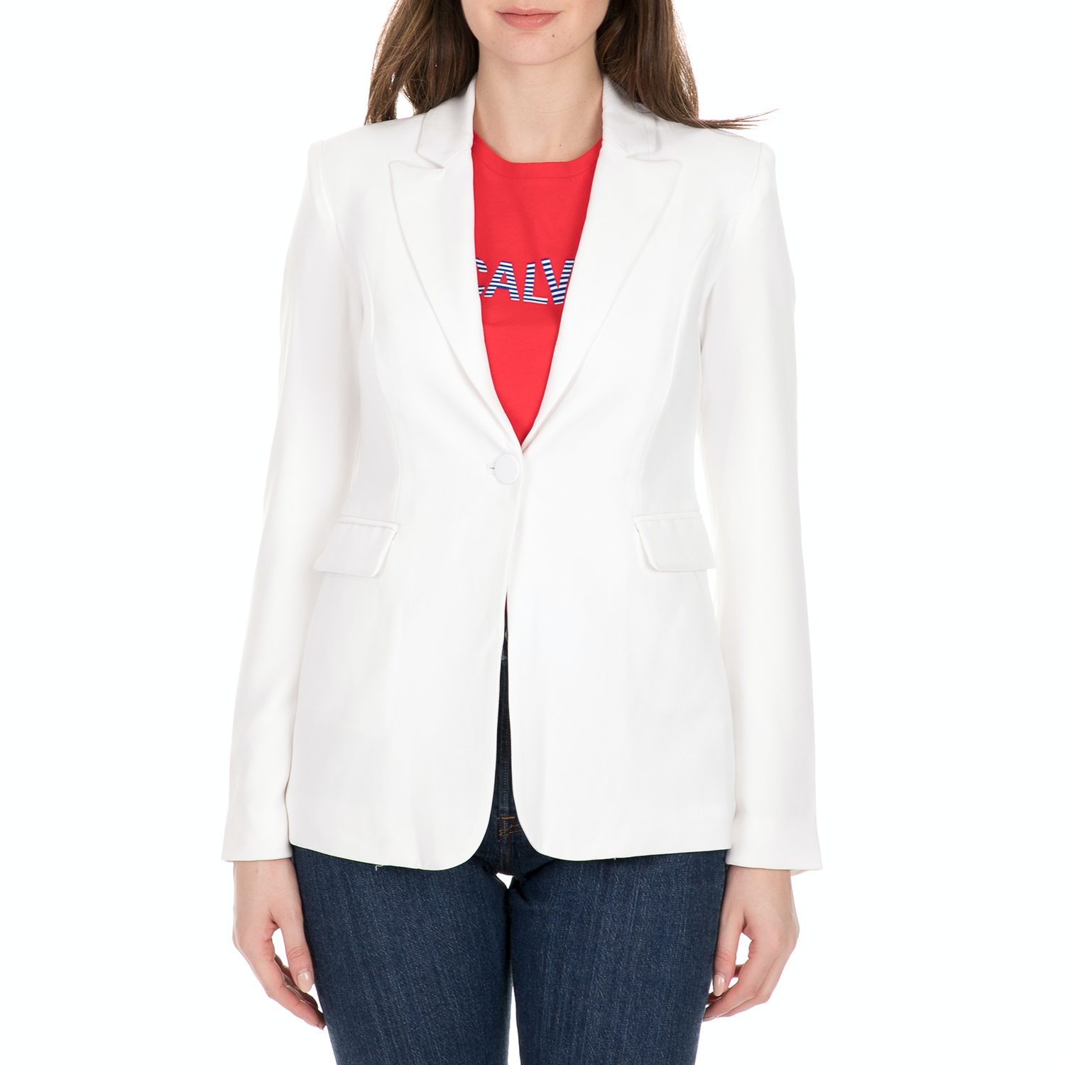 Γυναικεία/Ρούχα/Πανωφόρια/Σακάκια GUESS - Γυναικείο σακάκι GUESS KATY BLAZER λευκό