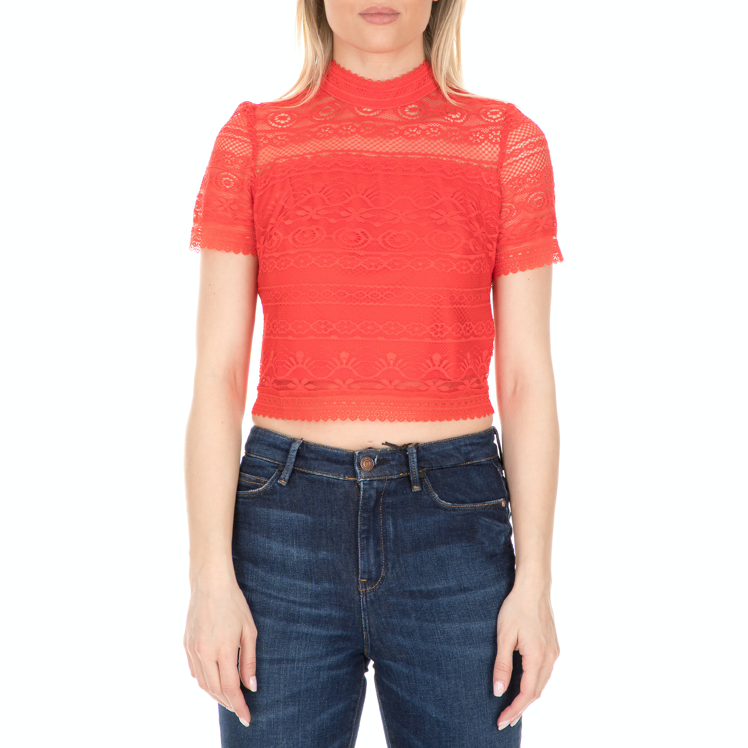 Γυναικεία/Ρούχα/Μπλούζες/Τοπ GUESS - Γυναικείο τοπ GUESS ADELAIDE πορτοκαλί