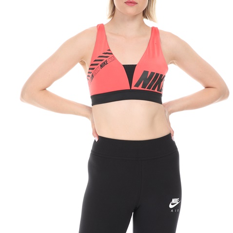 NIKE-Γυναικείο αθλητικό μπουστάκι NIKE SPRT DSTRT INDY PLUNGE ροζ