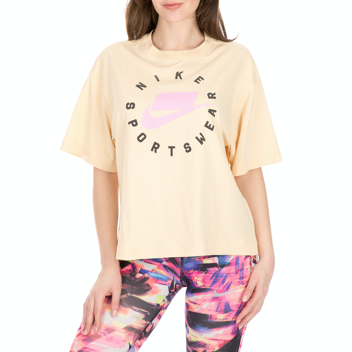 NIKE - Γυναικείο t-shirt NIKE SPORTSWEAR μπεζ Γυναικεία/Ρούχα/Αθλητικά/T-shirt-Τοπ