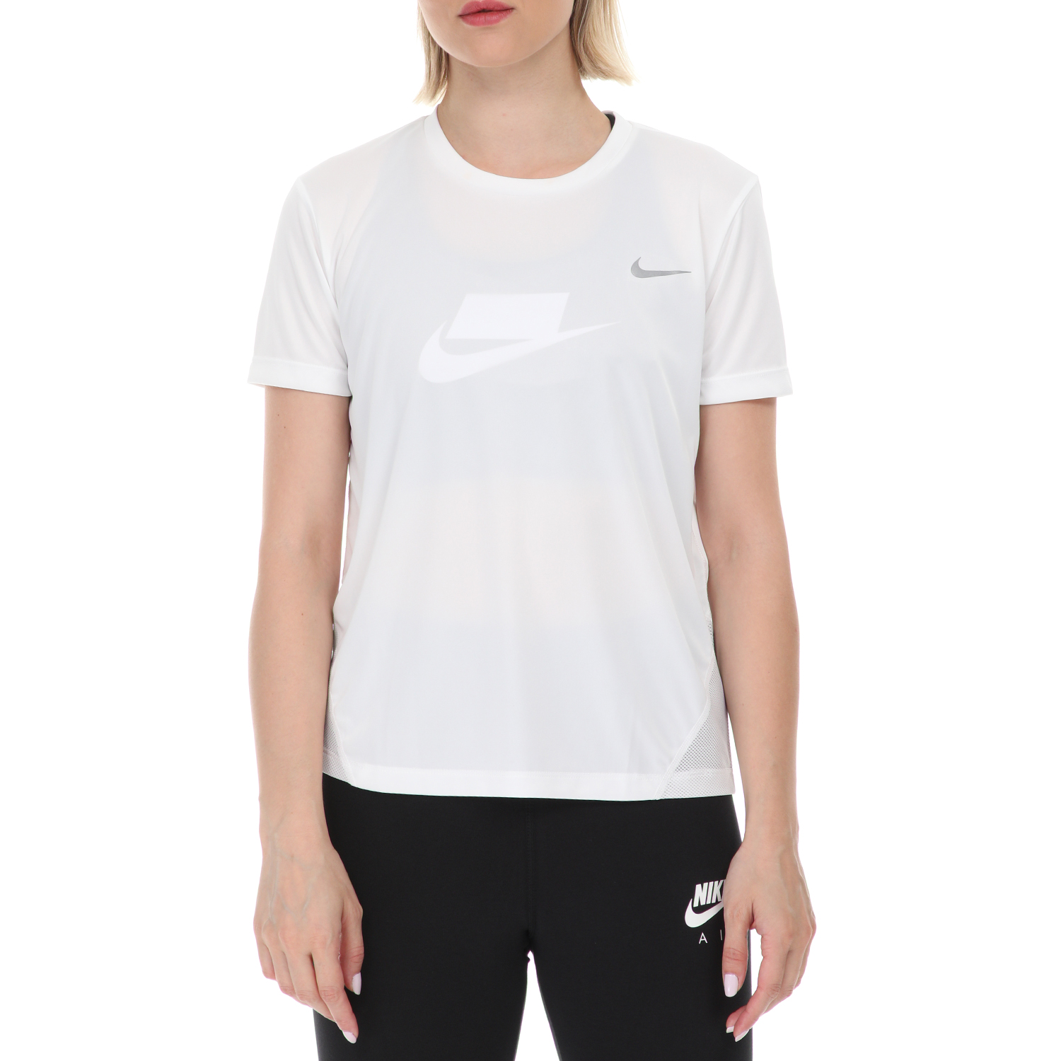 NIKE - Γυναικεία κοντομάνικη μπλούζα για τρέξιμο Nike Miler λευκή Γυναικεία/Ρούχα/Αθλητικά/T-shirt-Τοπ