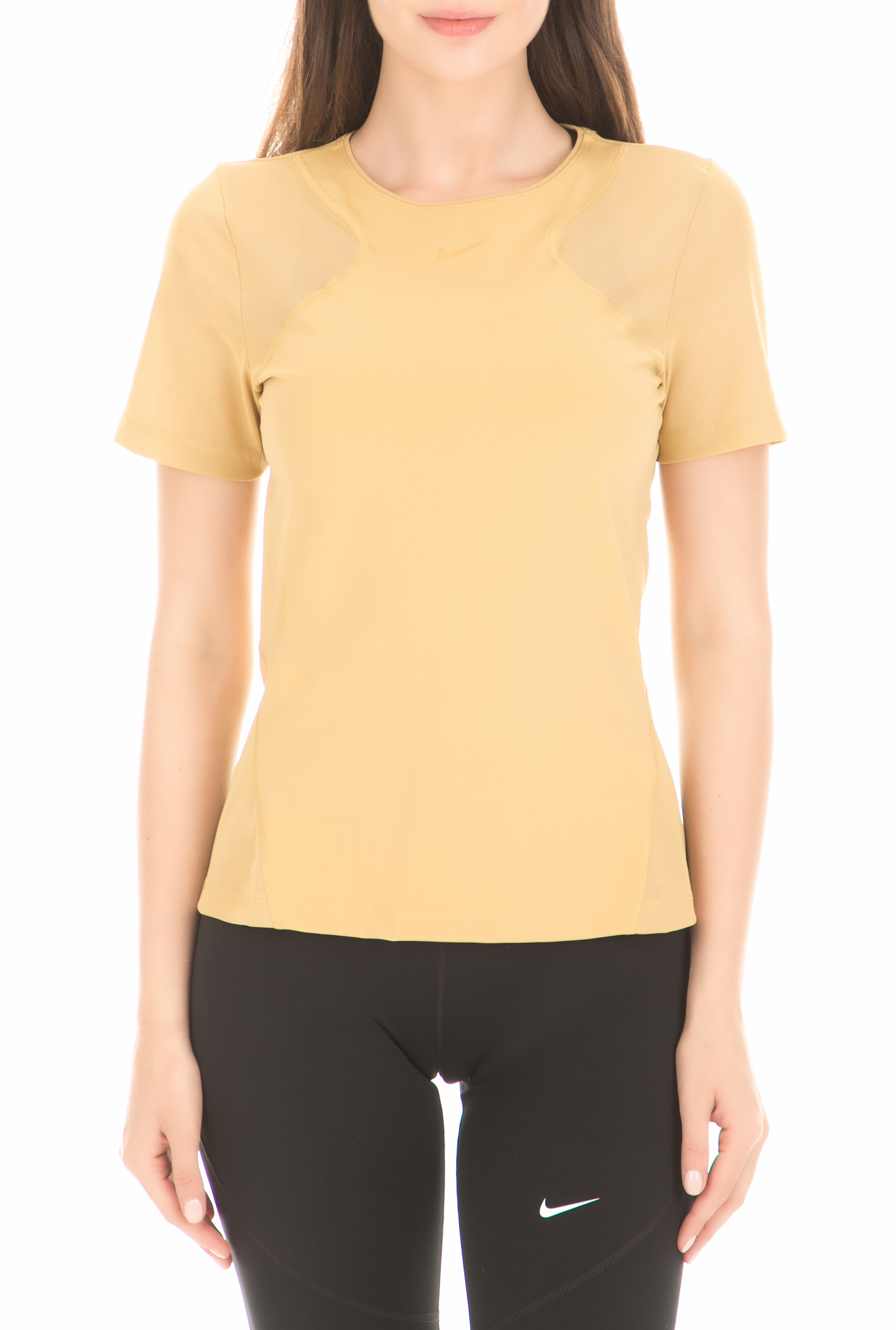 NIKE - Γυναικεία κοντομάνικη μπλούζα Nike Pro HyperCool χρυσή Γυναικεία/Ρούχα/Αθλητικά/T-shirt-Τοπ