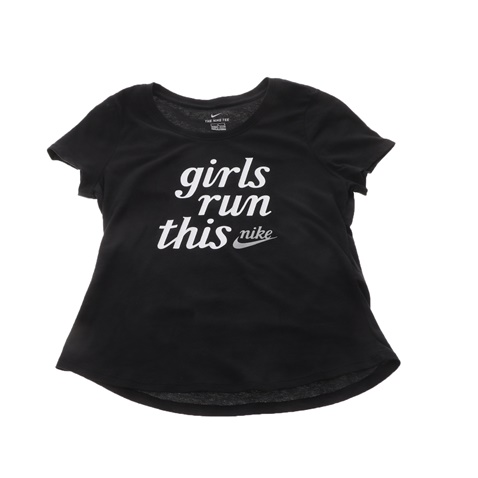 NIKE-Παιδικό t-shirt NIKE NSW TEE SCOOP GIRLS RUN THIS μαύρο