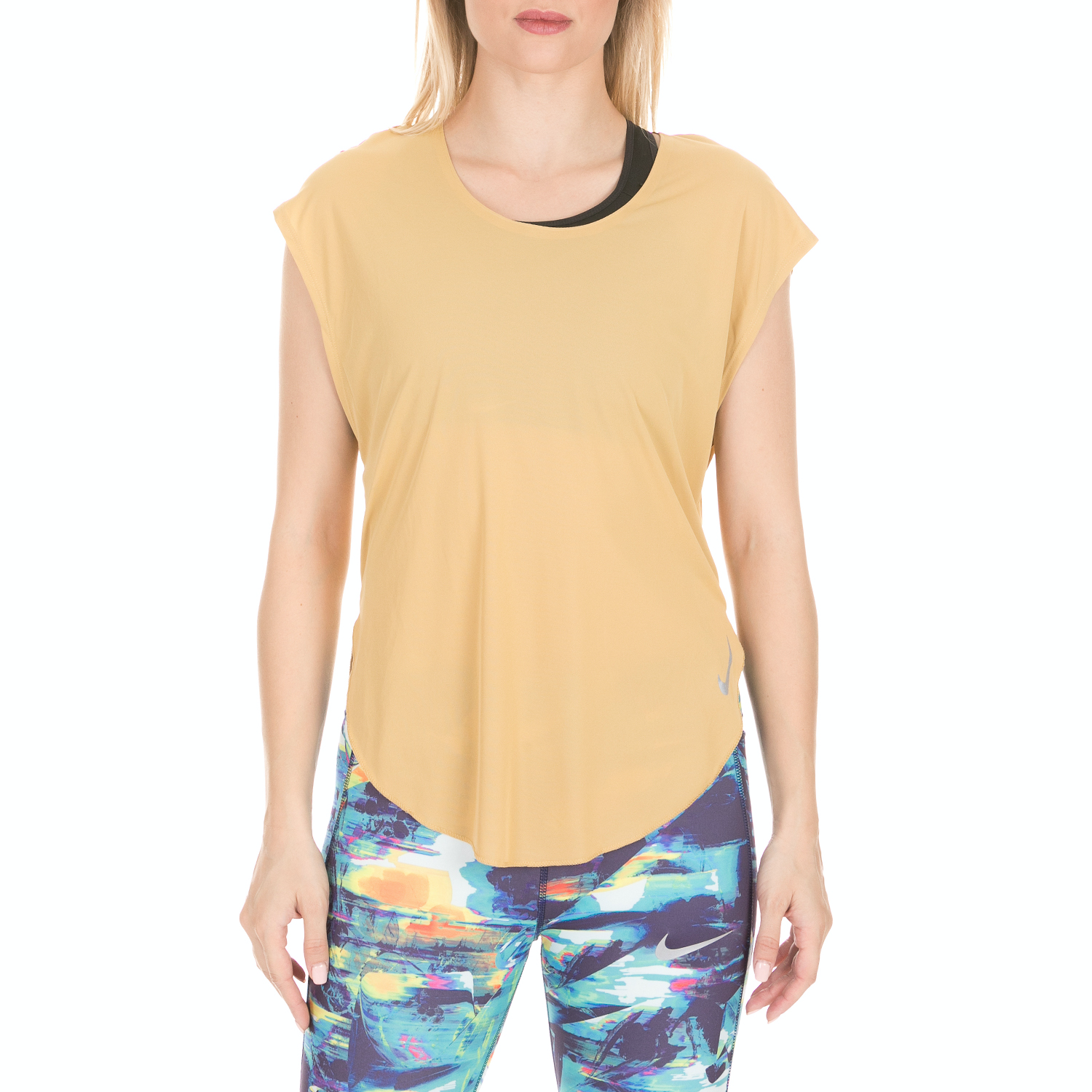 NIKE - Γυναικείο t-shirt ΝΙΚΕ CITY SLEEK χρυσό Γυναικεία/Ρούχα/Αθλητικά/T-shirt-Τοπ