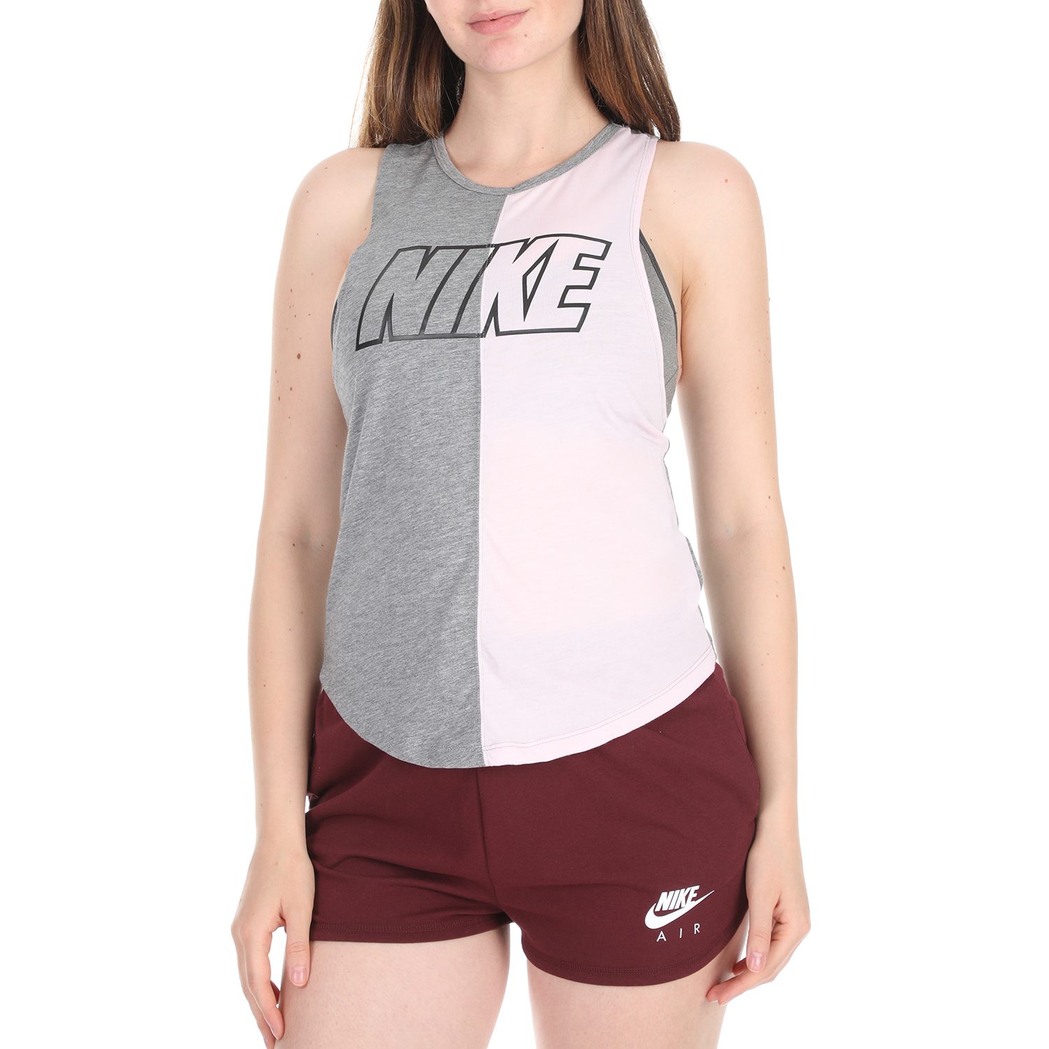 NIKE - Γυναικείο αθλητικό τοπ NIKE MILER λευκό γκρι Γυναικεία/Ρούχα/Αθλητικά/T-shirt-Τοπ