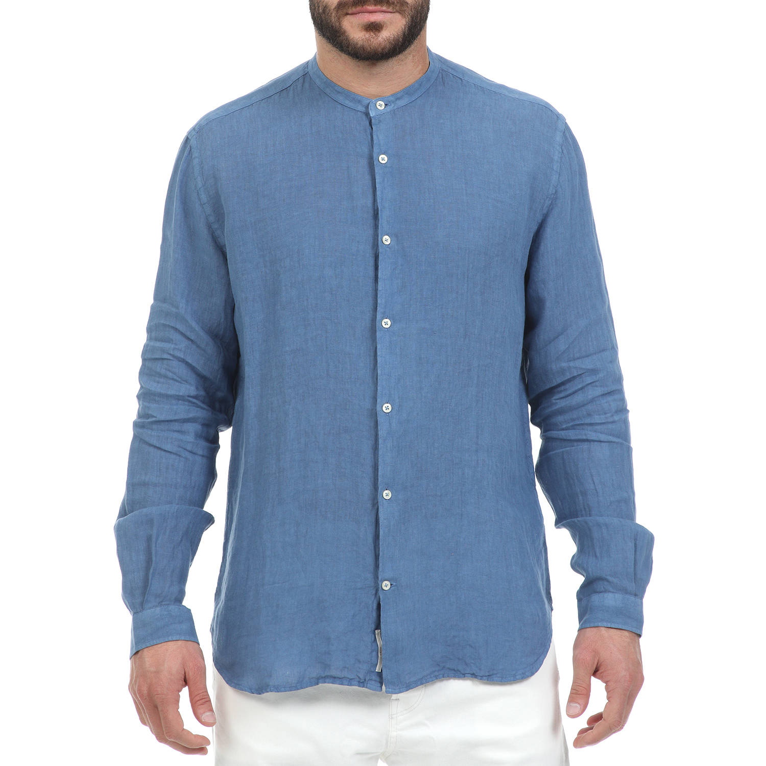 BROOKSFIELD Ανδρικό λινό πουκάμισο BROOKSFIELD μπλε