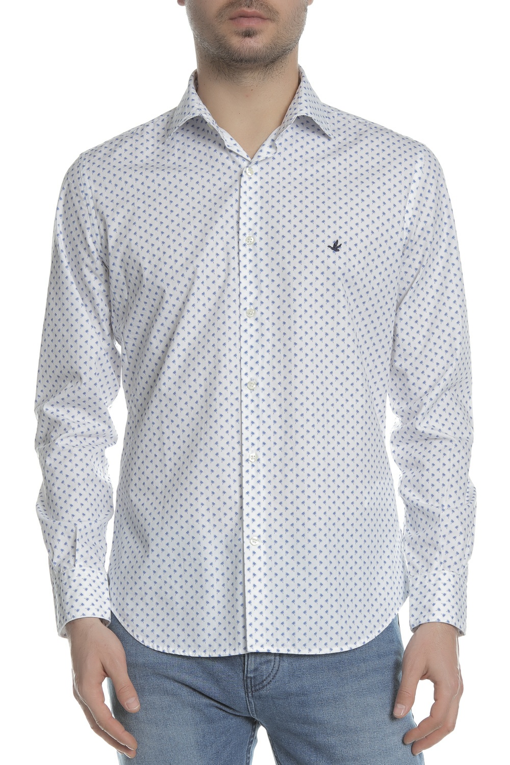 BROOKSFIELD Ανδρικό μακρυμάνικο πουκάμισο BROOKSFIELD λευκό με print