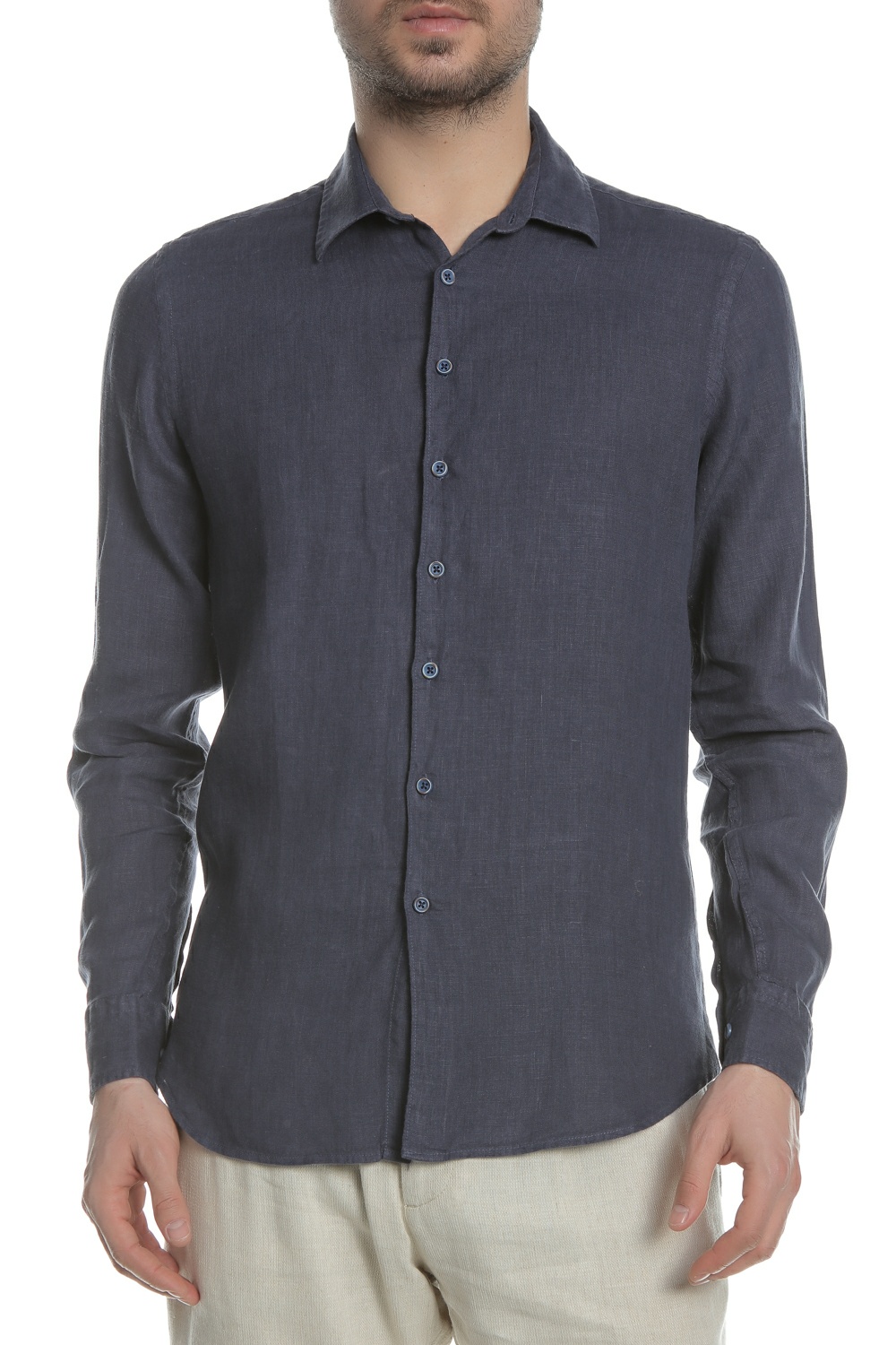 SSEINSE - Ανδρικό μακρυμάνικο λινό πουκάμισο SSEINSE μπλε Ανδρικά/Ρούχα/Πουκάμισα/Μακρυμάνικα