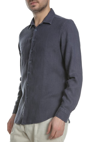 SSEINSE-Ανδρικό μακρυμάνικο λινό πουκάμισο SSEINSE μπλε