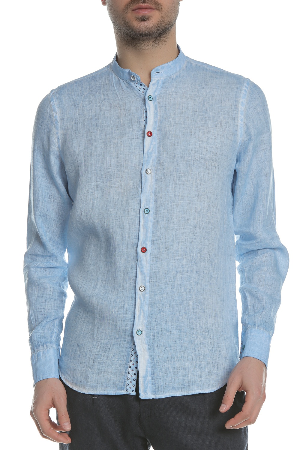 SSEINSE Ανδρικό μακρυμάνικο πουκάμισο λινό SSEINSE γαλάζιο