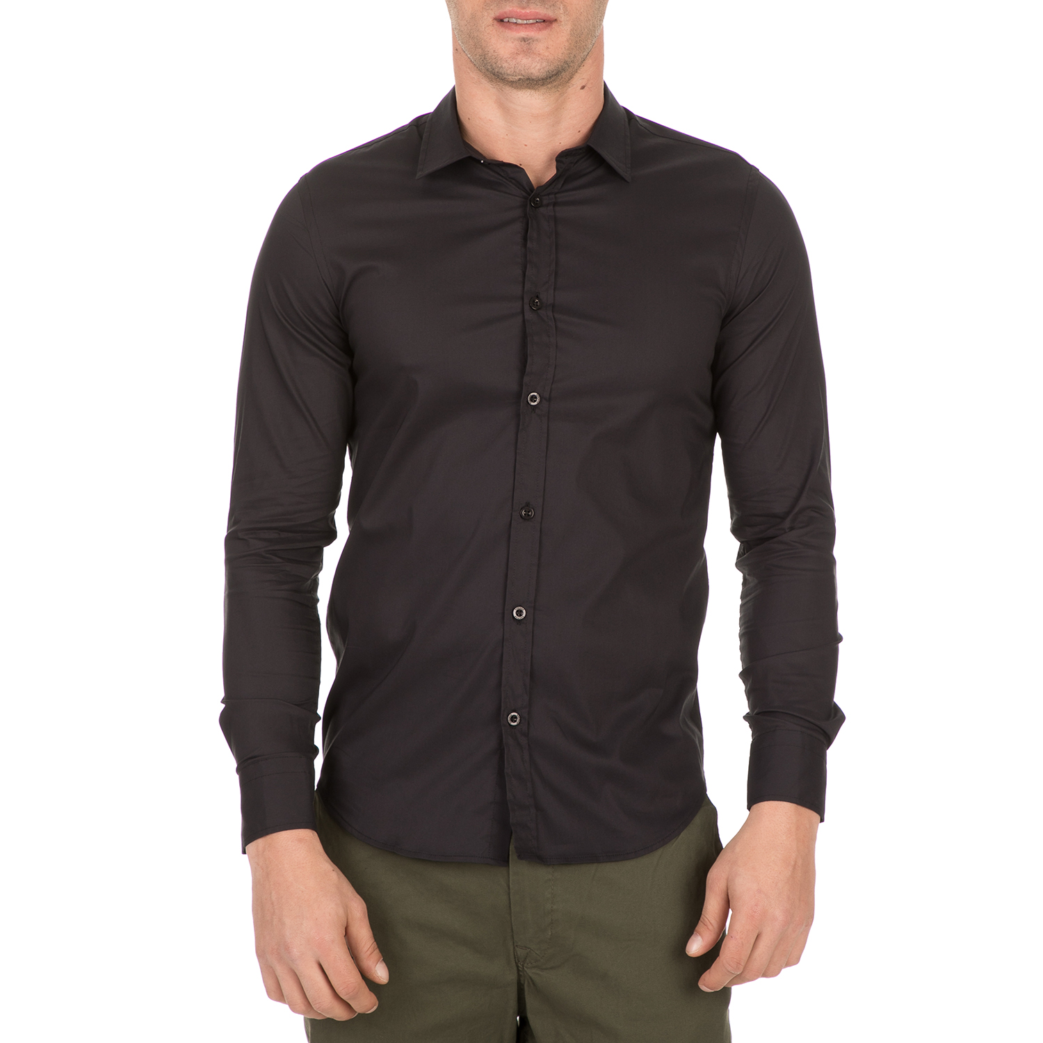 SSEINSE - Ανδρικό πουκάμισο SSEINSE μαύρο Ανδρικά/Ρούχα/Πουκάμισα/Μακρυμάνικα