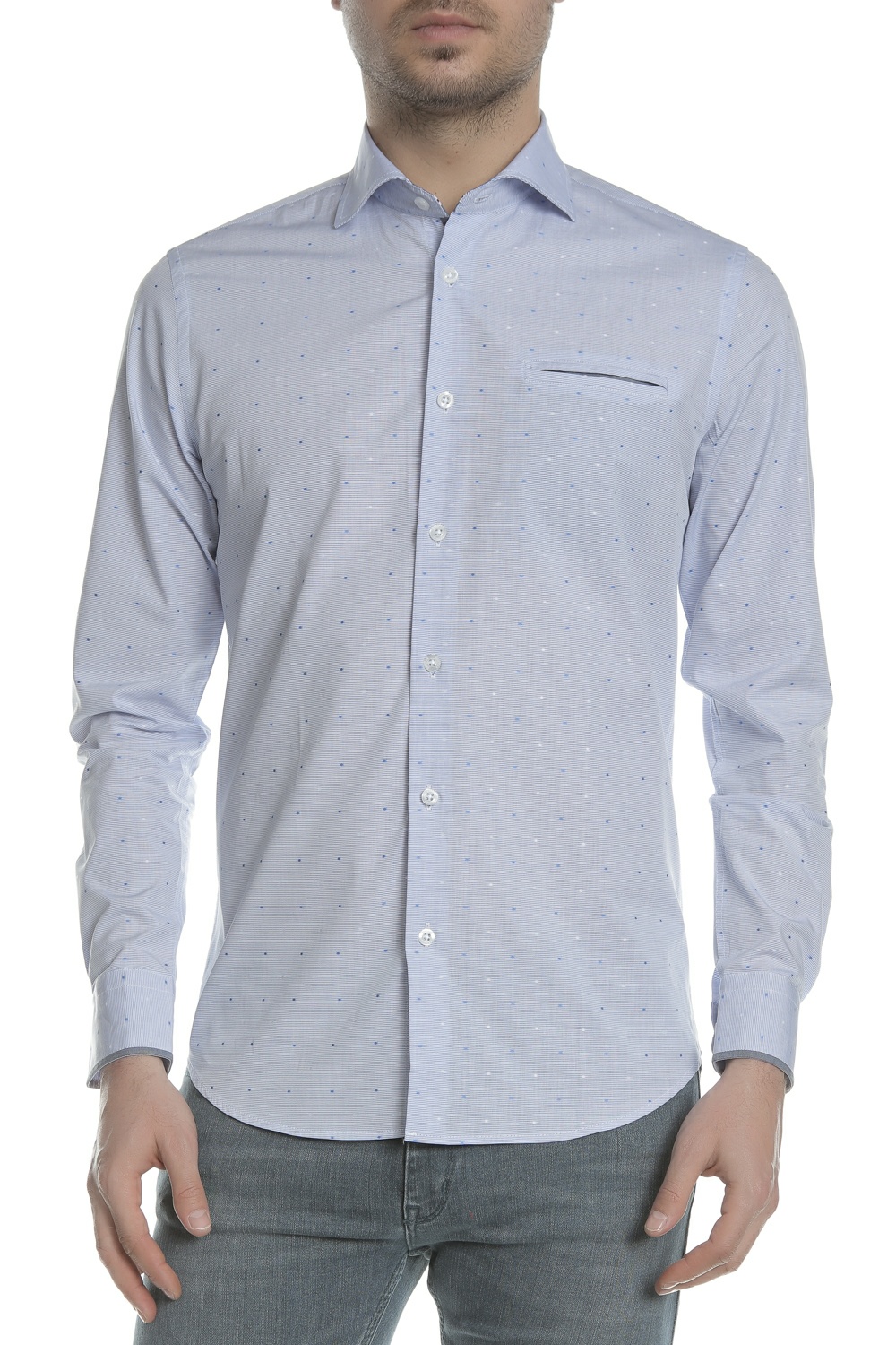 SSEINSE - Ανδρικό μακρυμάνικο πουκάμισο SSEINSE γαλάζιο Ανδρικά/Ρούχα/Πουκάμισα/Μακρυμάνικα