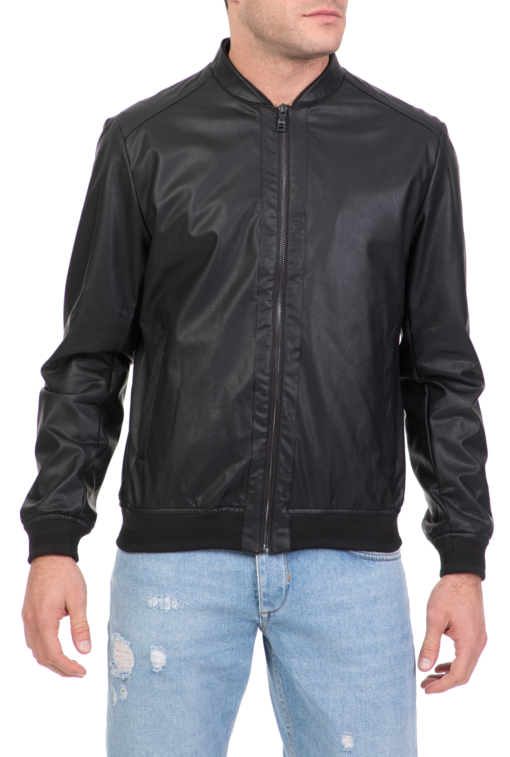 SSEINSE - Ανδρικό δερμάτινο jacket SSEINSE μαύρο Ανδρικά/Ρούχα/Πανωφόρια/Δερμάτινα τζάκετς