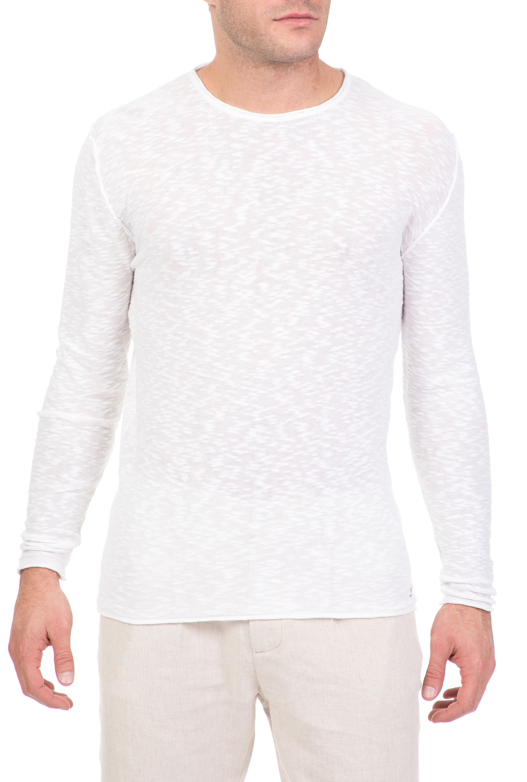 Ανδρικά/Ρούχα/Πλεκτά-Ζακέτες/Πουλόβερ SSEINSE - Ανδρική μακρυμάνικη μπλούζα SSEINSE λευκή