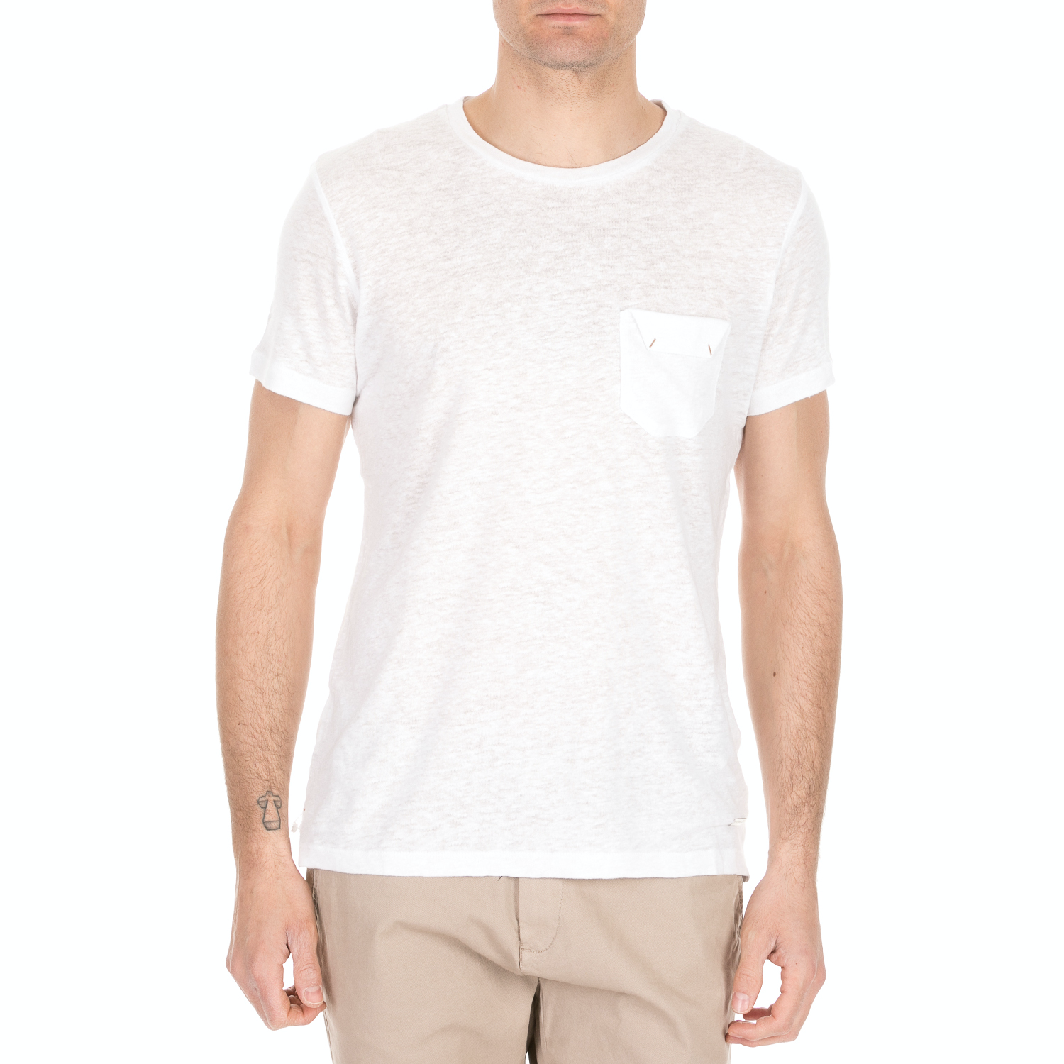 SSEINSE - Ανδρική κοντομάνικη μπλούζα SSEINSE λευκή Ανδρικά/Ρούχα/Μπλούζες/Κοντομάνικες