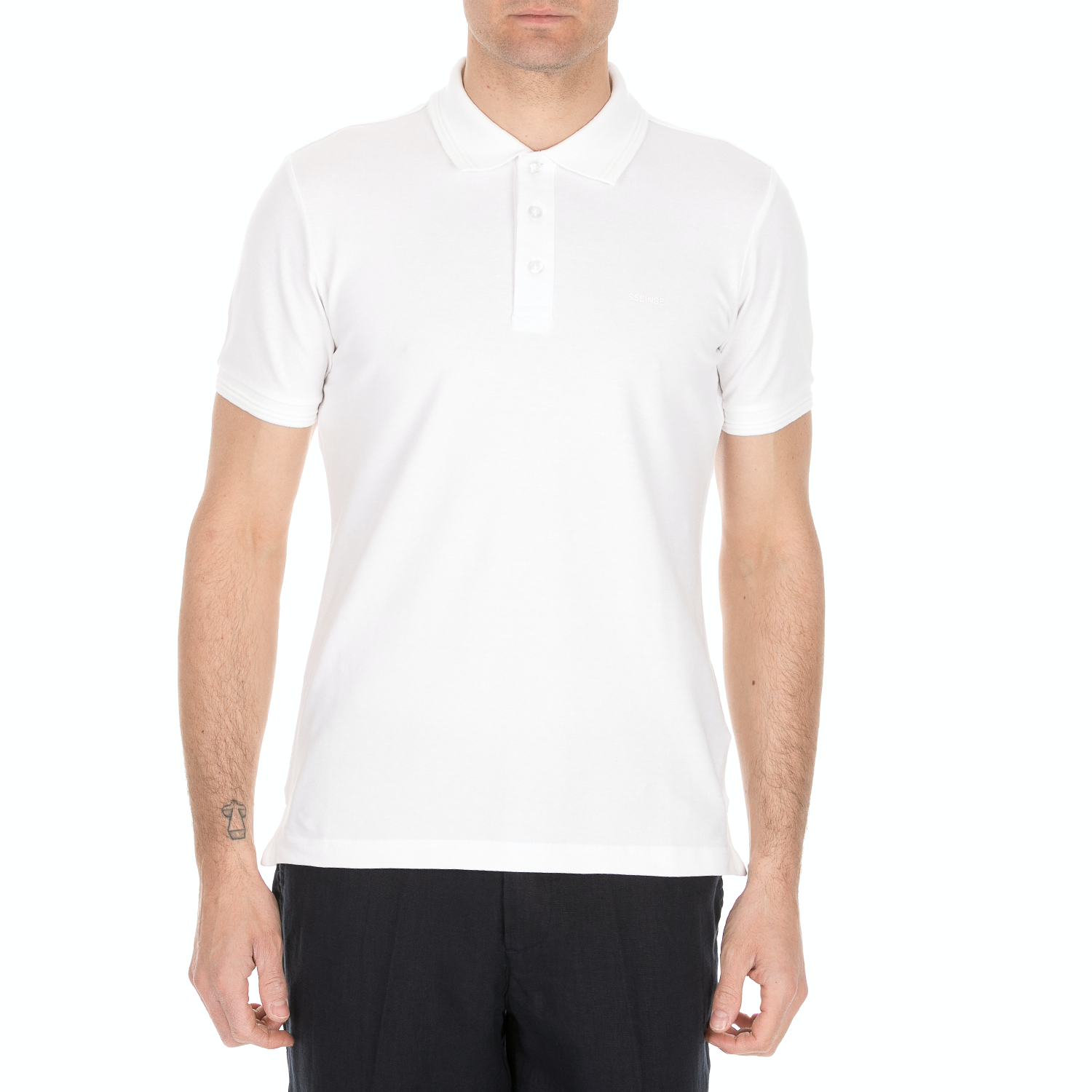 Ανδρικά/Ρούχα/Μπλούζες/Πόλο SSEINSE - Ανδρική κοντομάνικη polo μπλούζα SSEINSE λευκή