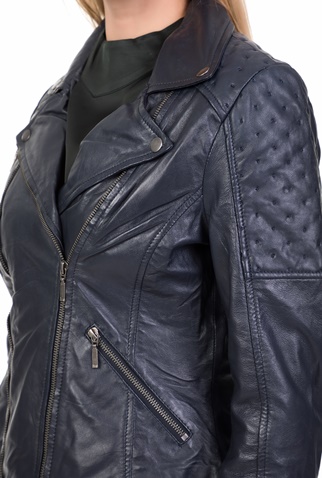 NUMPH-Γυναικείο δερμάτινο jacket BACUPARI NUMPH σκούρο μπλε