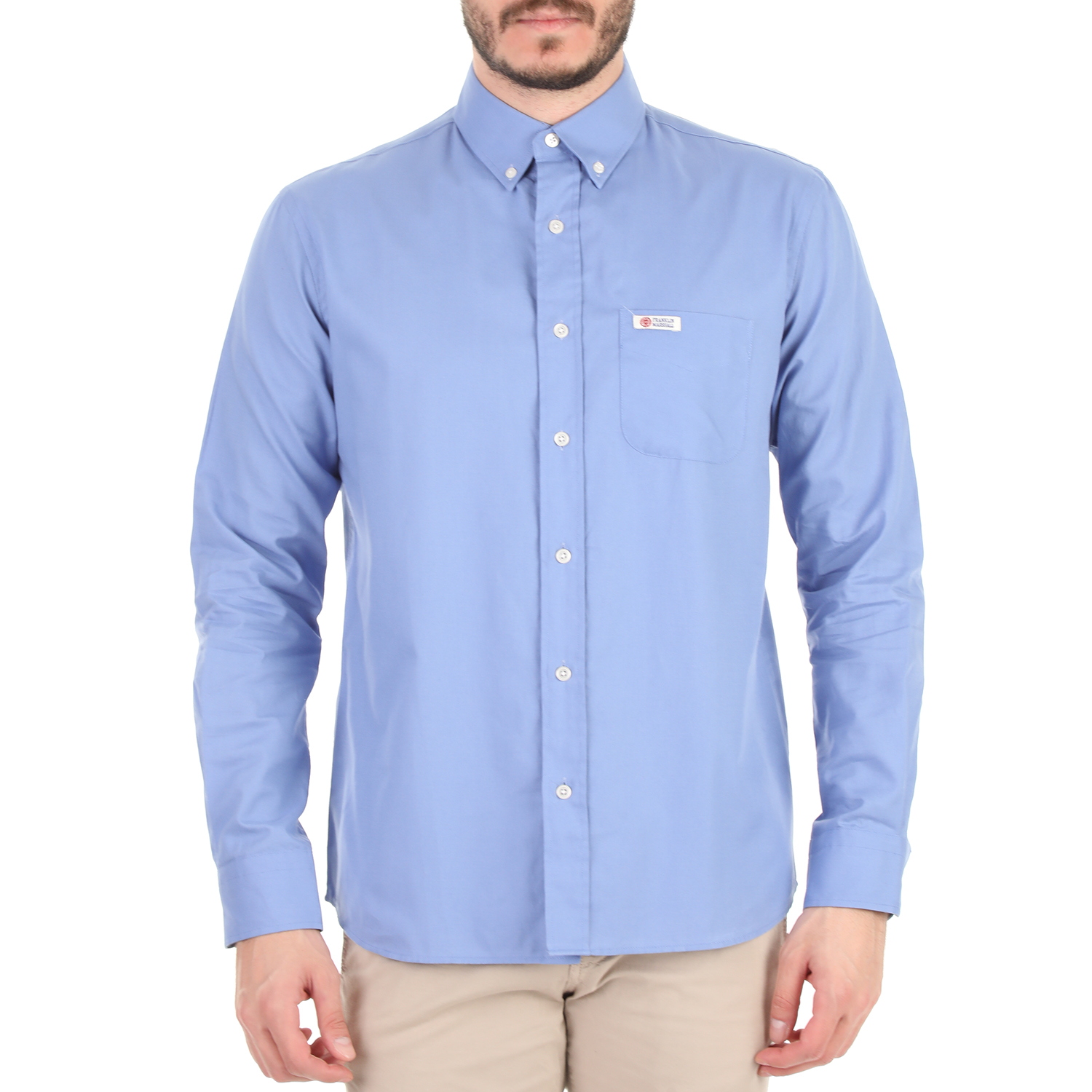 Ανδρικά/Ρούχα/Πουκάμισα/Μακρυμάνικα FRANKLIN & MARSHALL - Ανδρικό πουκάμισο FRANKLIN & MARSHALL γαλάζιο