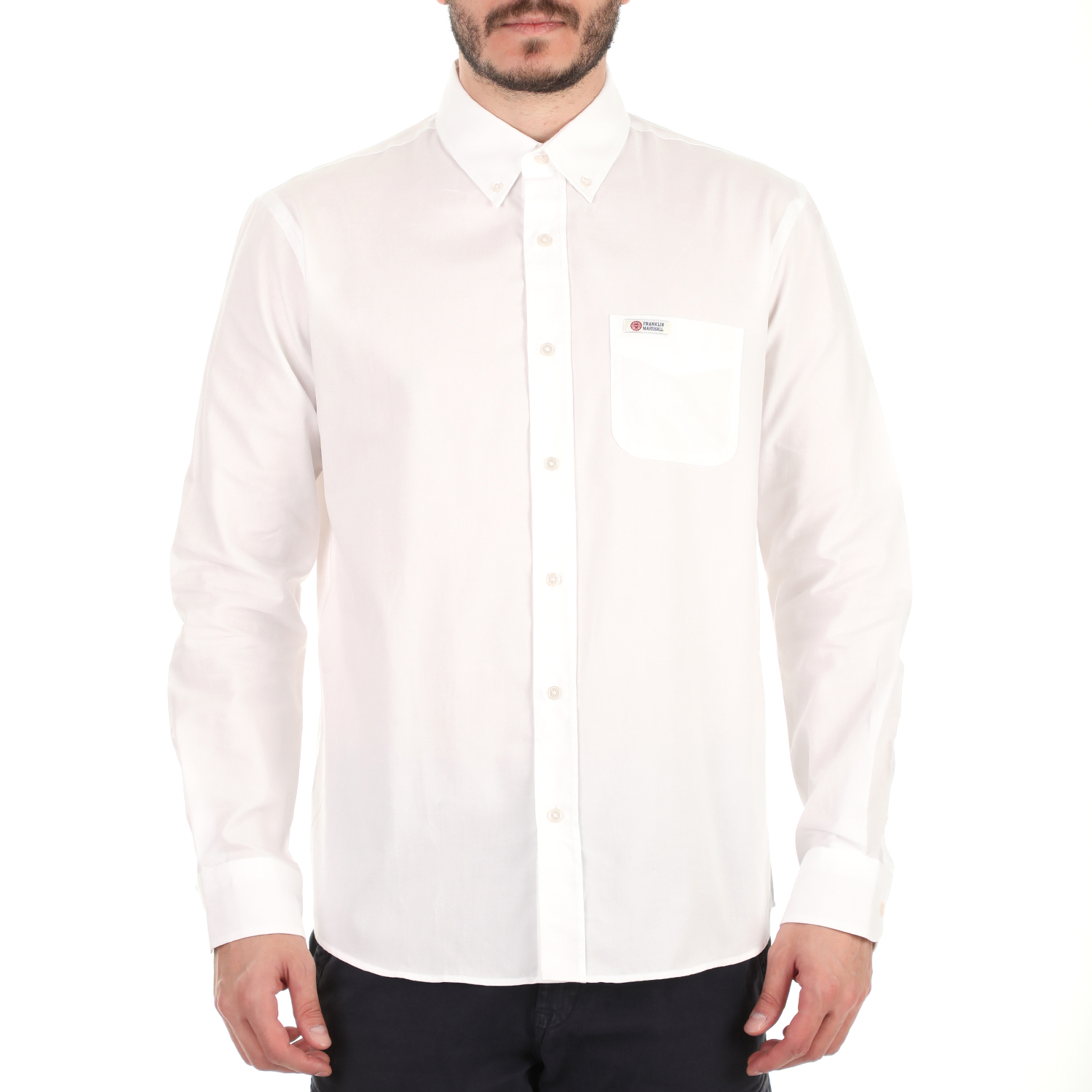 Ανδρικά/Ρούχα/Πουκάμισα/Μακρυμάνικα FRANKLIN & MARSHALL - Ανδρικό πουκάμισο FRANKLIN & MARSHALL λευκό