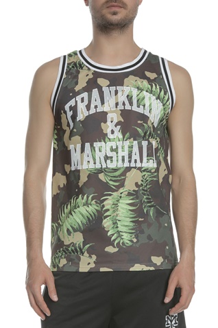 FRANKLIN & MARSHALL-Ανδρική μπλούζα UNI FRANKLIN & MARSHALL χακί μοτίβο
