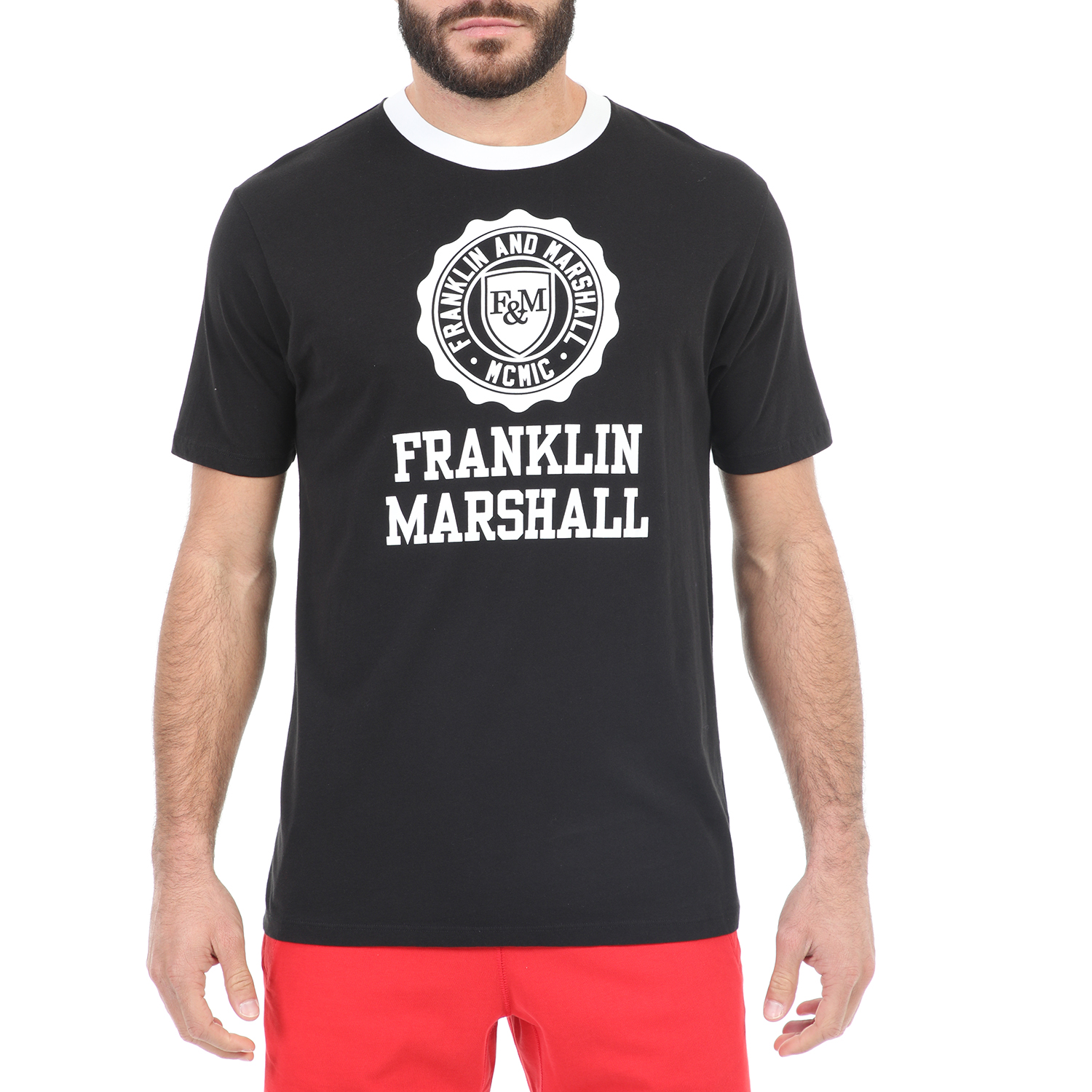 Ανδρικά/Ρούχα/Μπλούζες/Κοντομάνικες FRANKLIN & MARSHALL - Ανδρικό t-shirt FRANKLIN & MARSHALL μαύρο