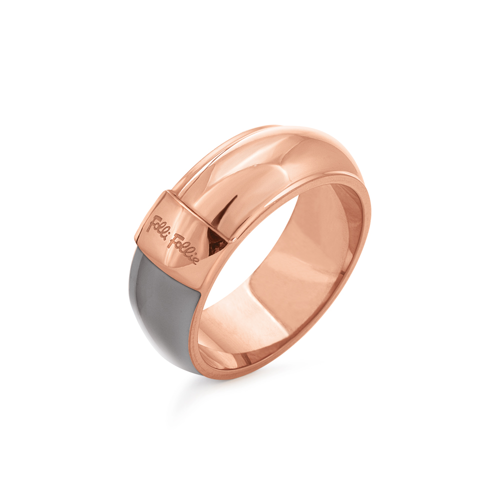 Γυναικεία/Αξεσουάρ/Κοσμήματα/Δαχτυλίδια FOLLI FOLLIE - Γυναικείο ατσάλινο δαχτυλίδι FOLLI FOLLIE STYLE CANDIES ροζ χρυσό γκρι