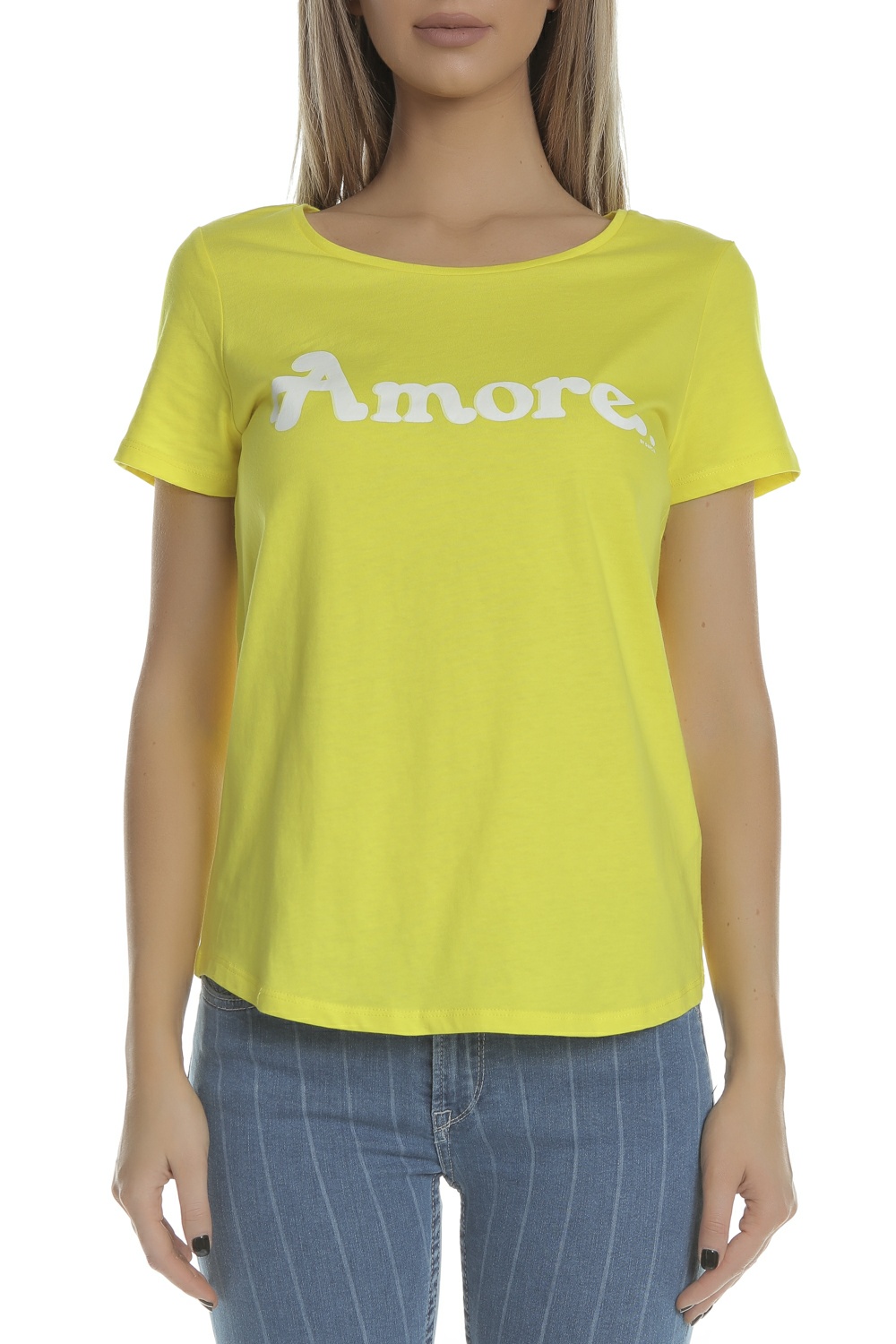 Γυναικεία/Ρούχα/Μπλούζες/Κοντομάνικες GARCIA JEANS - Γυναικεία κοντομάνικη μπλούζα GARCIA JEANS κίτρινη