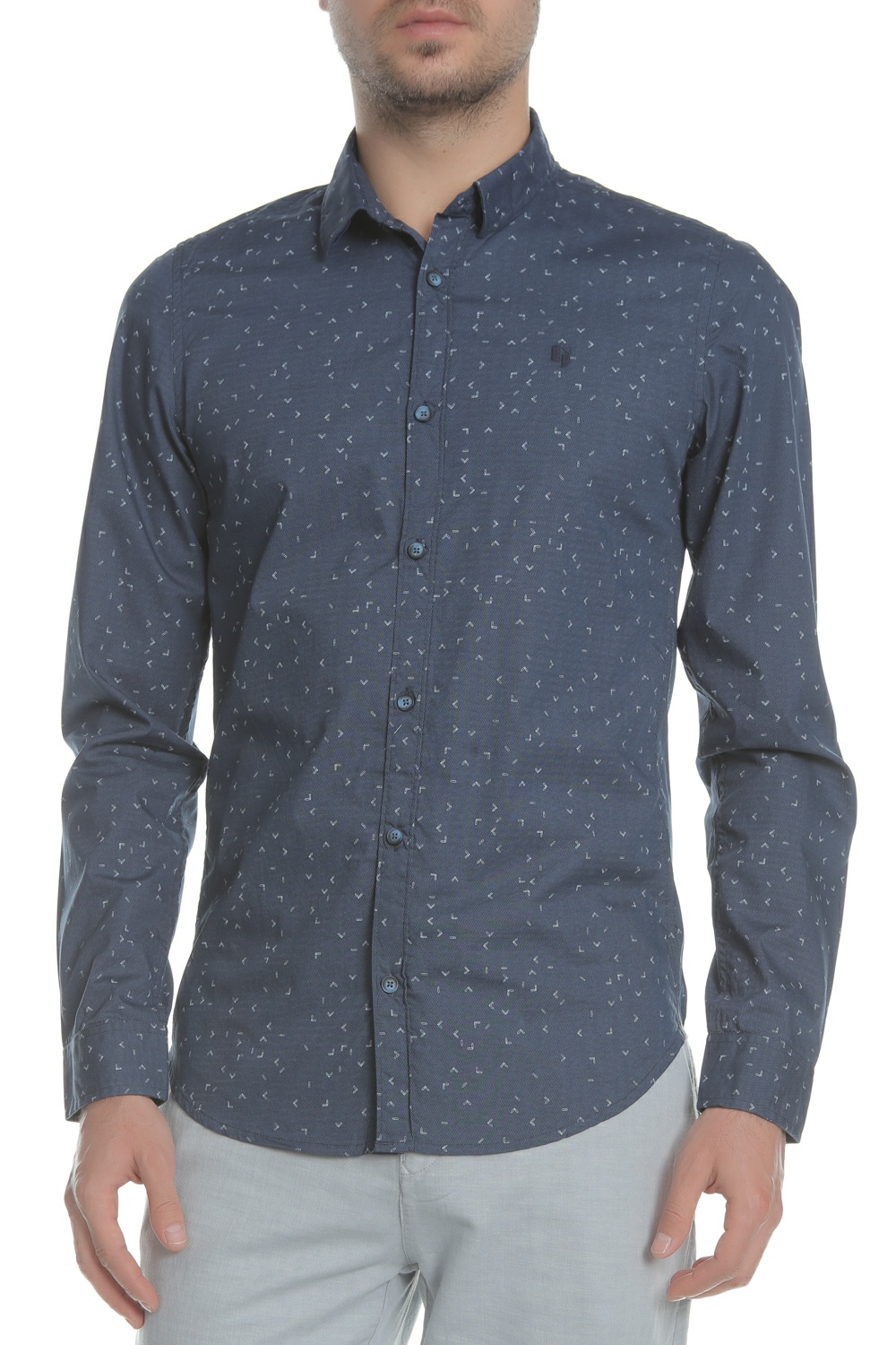GARCIA JEANS - Ανδρικό μακρυμάνικο πουκάμισο GARCIA JEANS μπλε με print Ανδρικά/Ρούχα/Πουκάμισα/Μακρυμάνικα