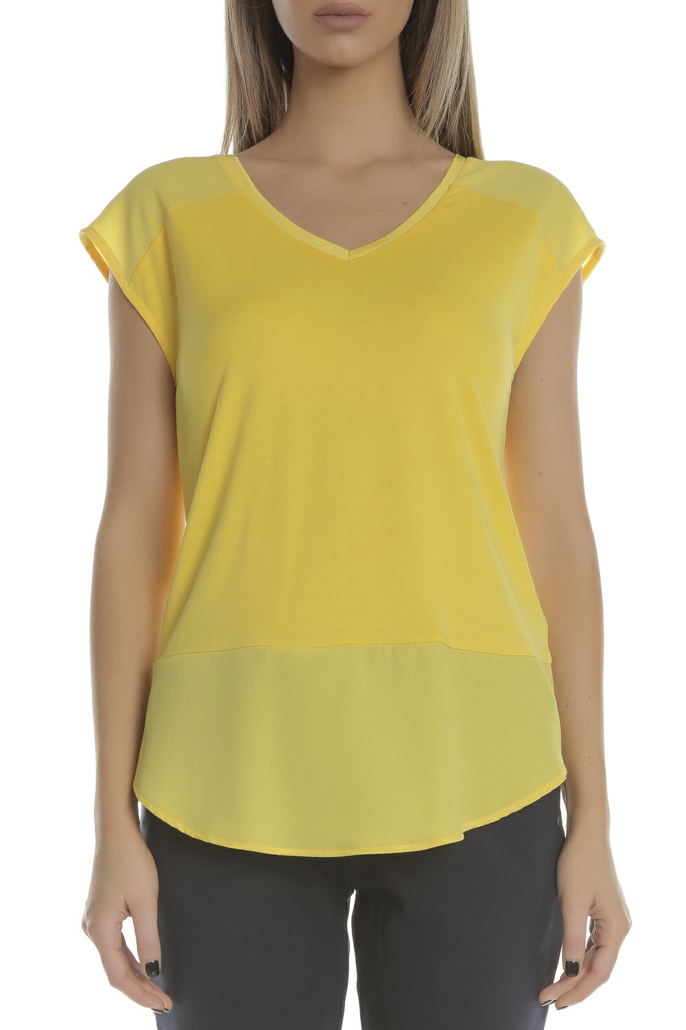 GARCIA JEANS - Γυναικεία κοντομάνικη μπλούζα GARCIA JEANS κίτρινη Γυναικεία/Ρούχα/Μπλούζες/Κοντομάνικες